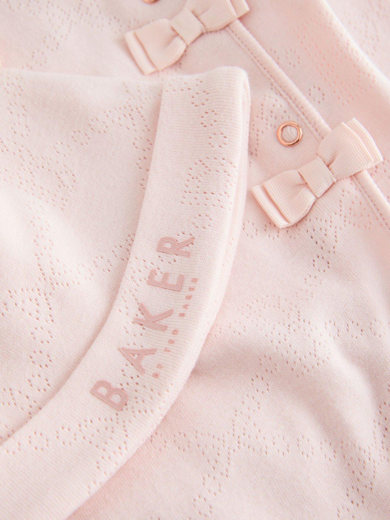 Image 5 of 7 of Ted Baker Baby Girls Pointelle Sleepsuit &amp; Hat - Light Pink