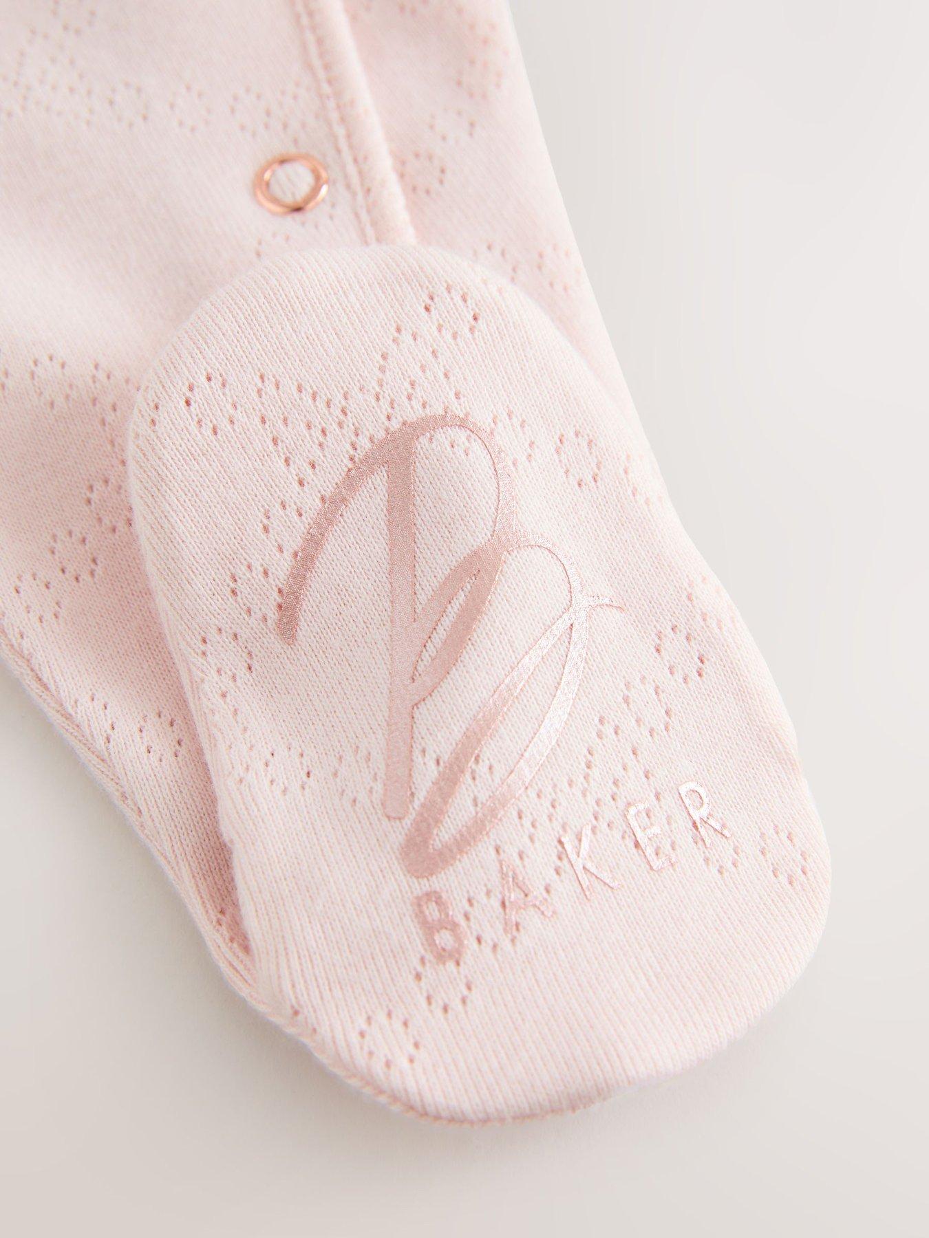 Image 7 of 7 of Ted Baker Baby Girls Pointelle Sleepsuit &amp; Hat - Light Pink