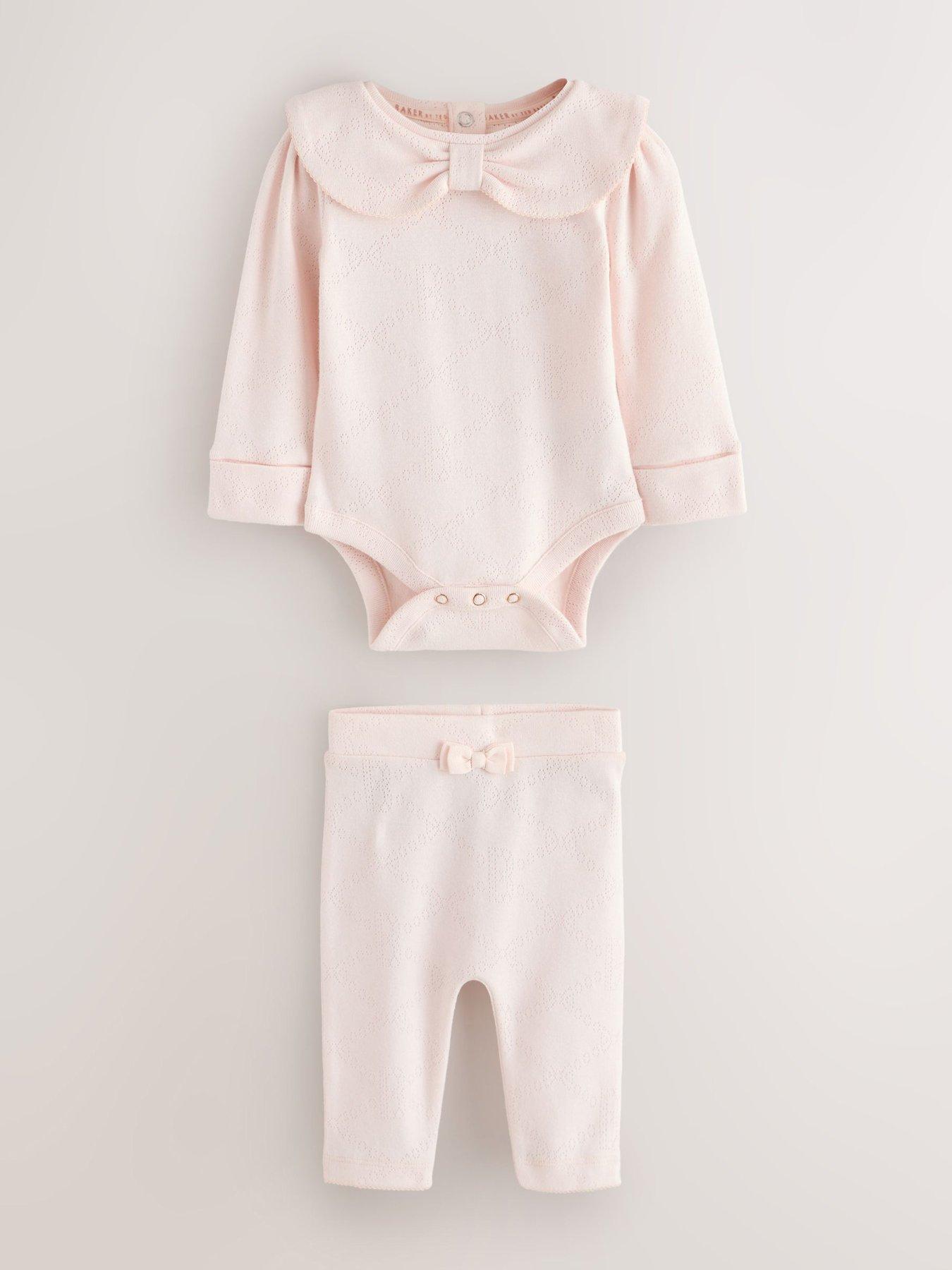 Ted Baker Baby Girls Pointelle Bodysuit  &  Leggings Set - Light Pink