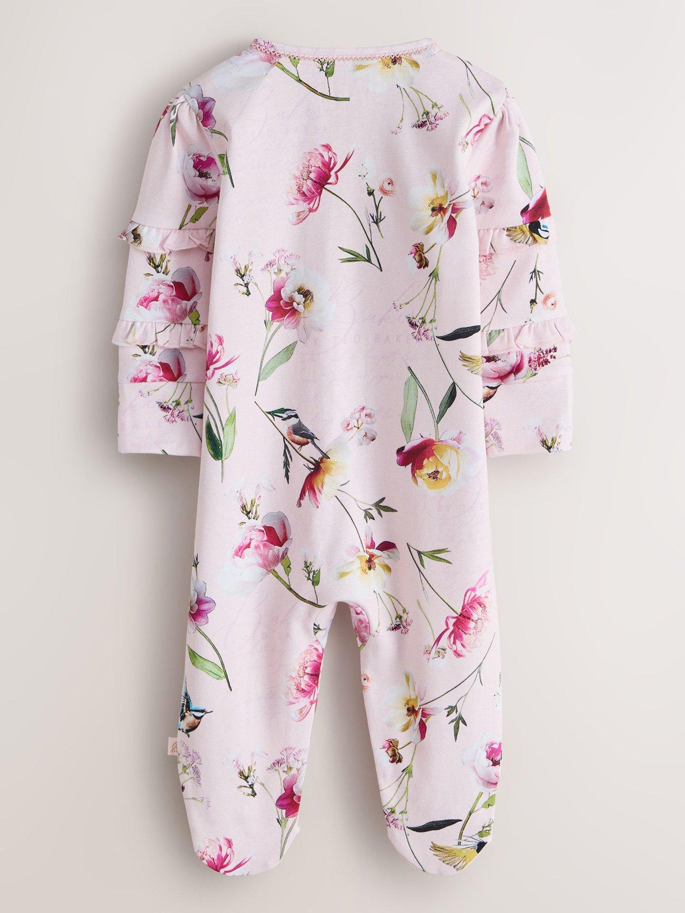Image 3 of 7 of Ted Baker Baby Girls 3 Pack Floral Sleepsuits - Multi