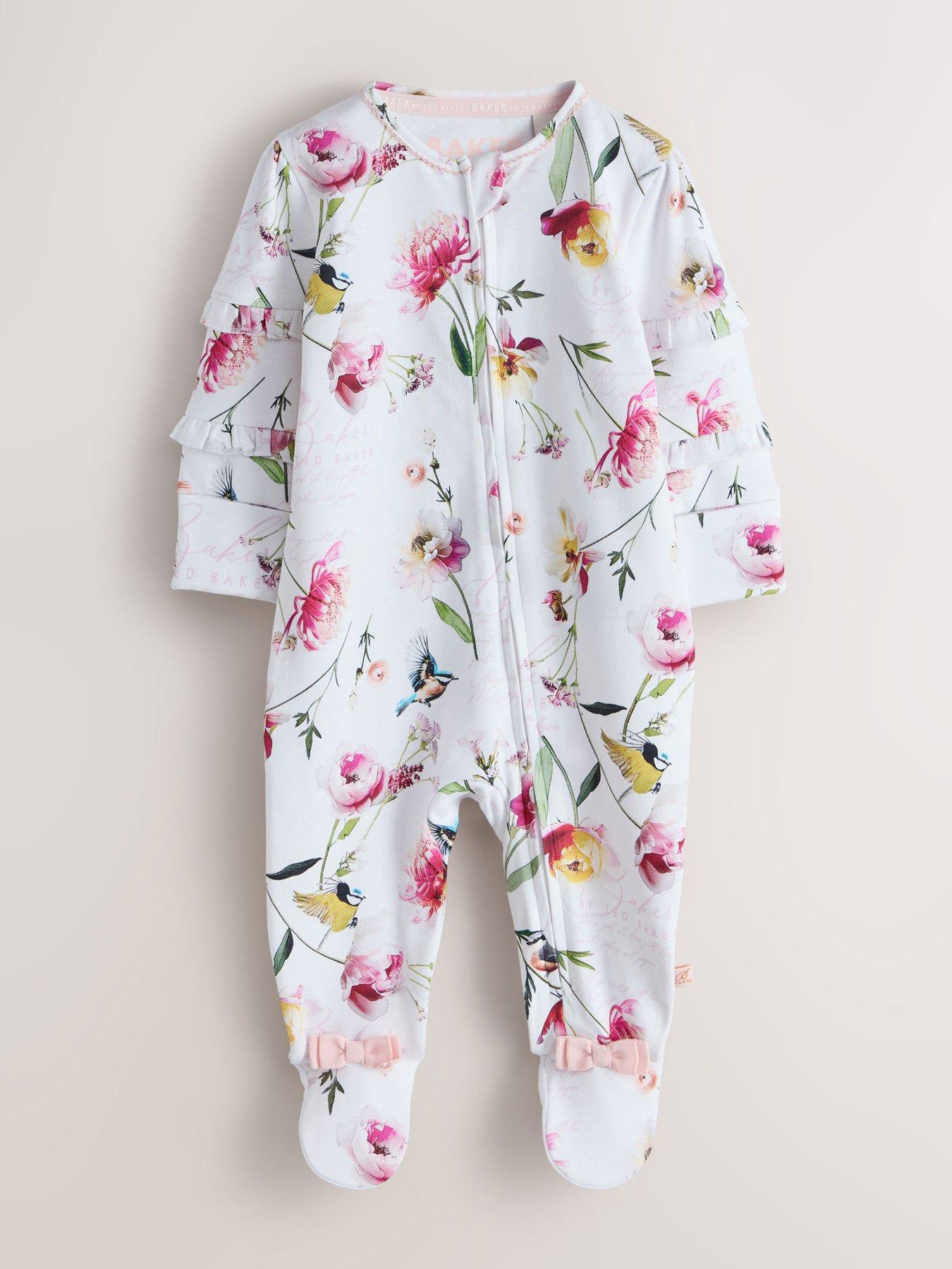 Image 5 of 7 of Ted Baker Baby Girls 3 Pack Floral Sleepsuits - Multi