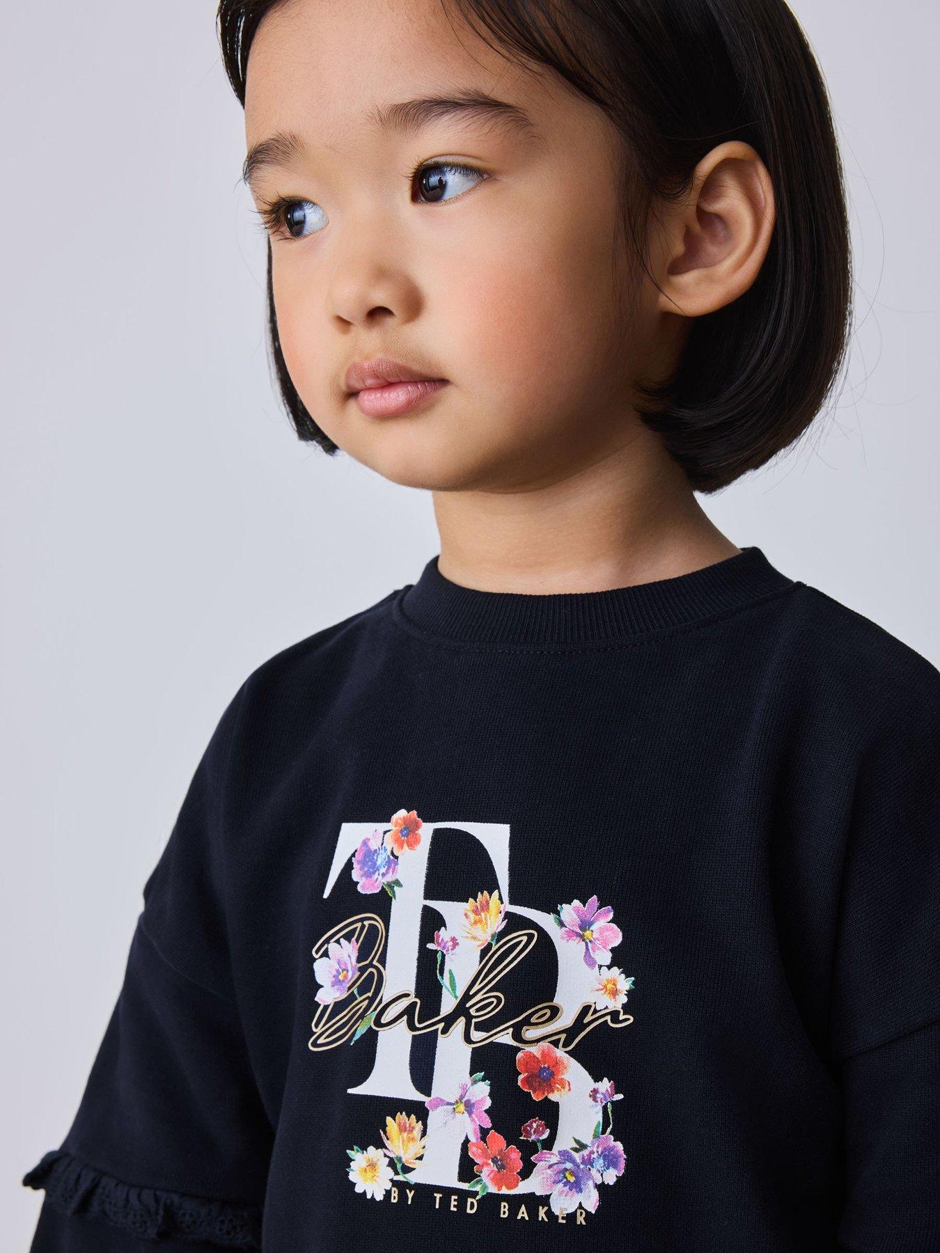 Image 4 of 7 of Ted Baker Younger Girls Lace Sweat Top &amp; Flare Leggings Set - Black