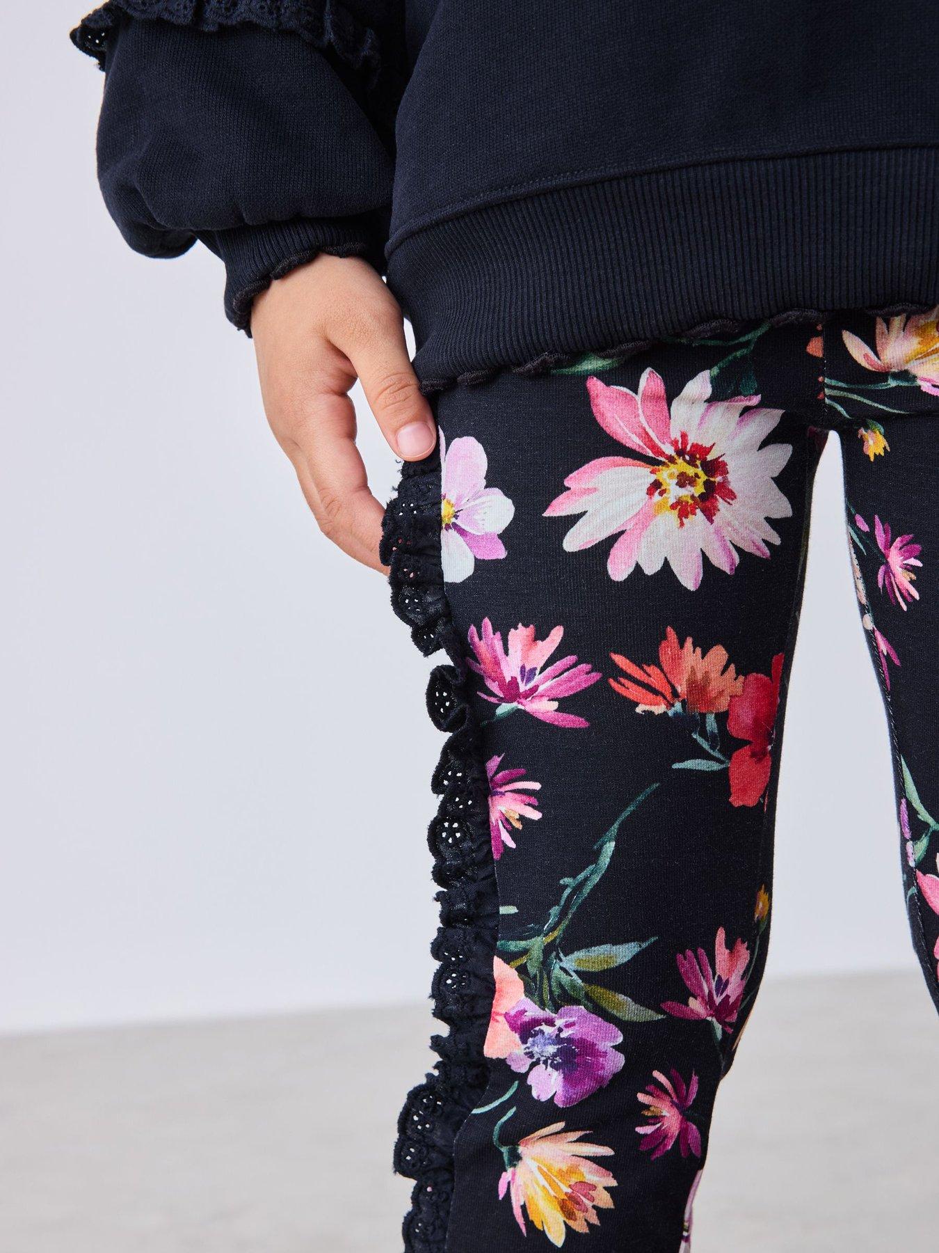 Image 6 of 7 of Ted Baker Younger Girls Lace Sweat Top &amp; Flare Leggings Set - Black