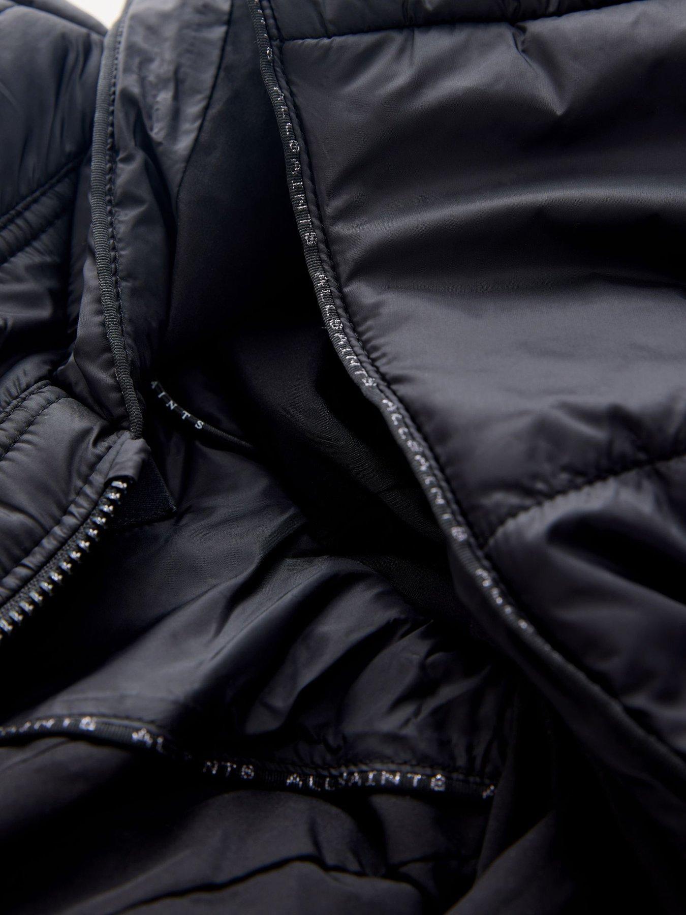 Image 4 of 7 of smALLSAINTS Older Girls Seam Mid Length Bubble Hem Padded Coat - Black
