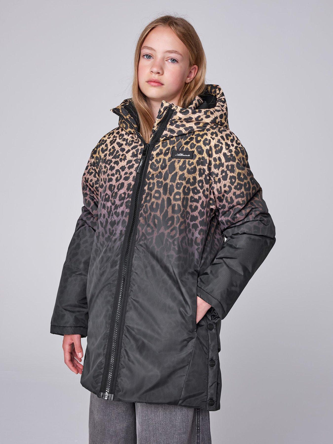 smALLSAINTS Girls' Leopard Ombre Print Hooded Padded Coat - Multi