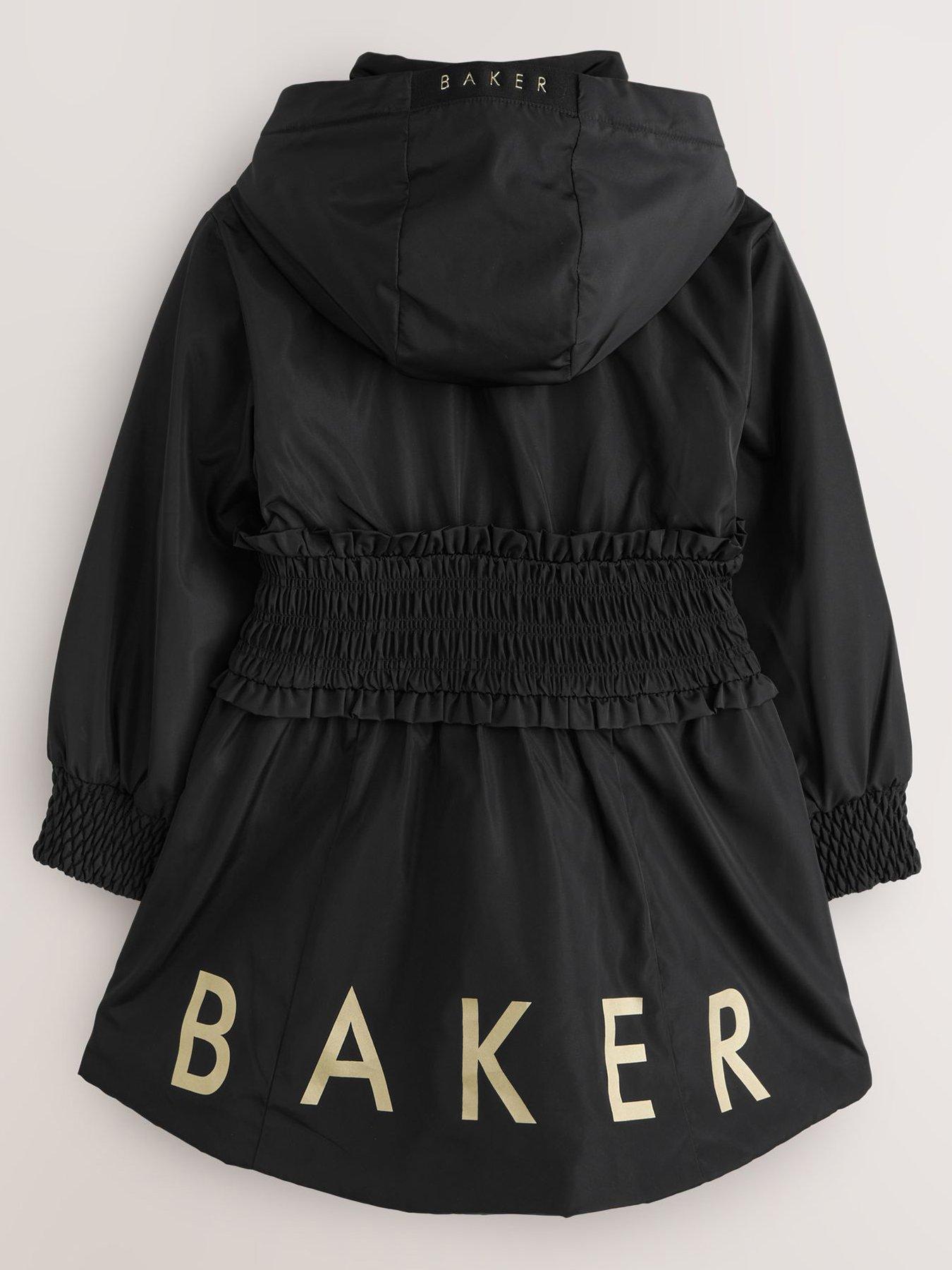Image 3 of 7 of Ted Baker Girls Shower Resistant Shirred Waist Raincoat - Black