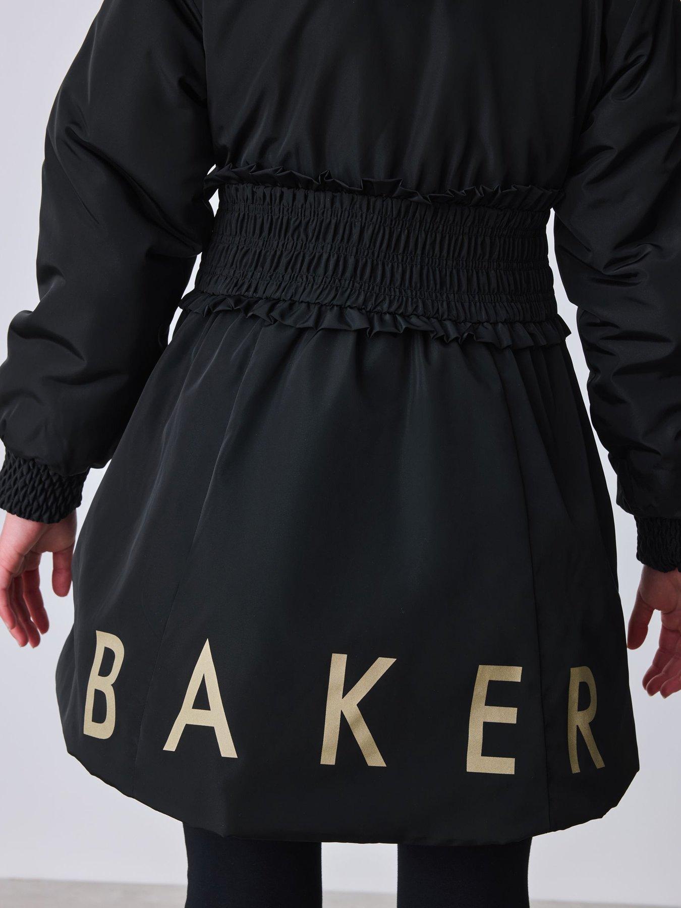 Image 4 of 7 of Ted Baker Girls Shower Resistant Shirred Waist Raincoat - Black