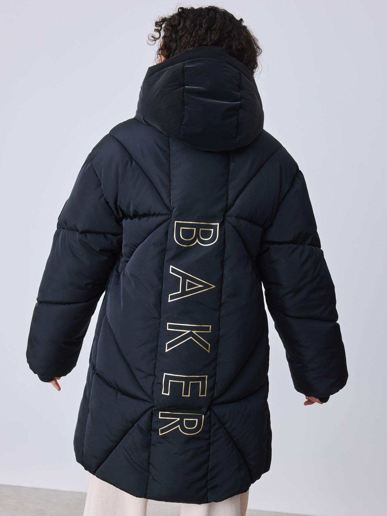 Image 5 of 7 of Ted Baker Girls Shower Resistant Panel Padded Longline Coat - Black