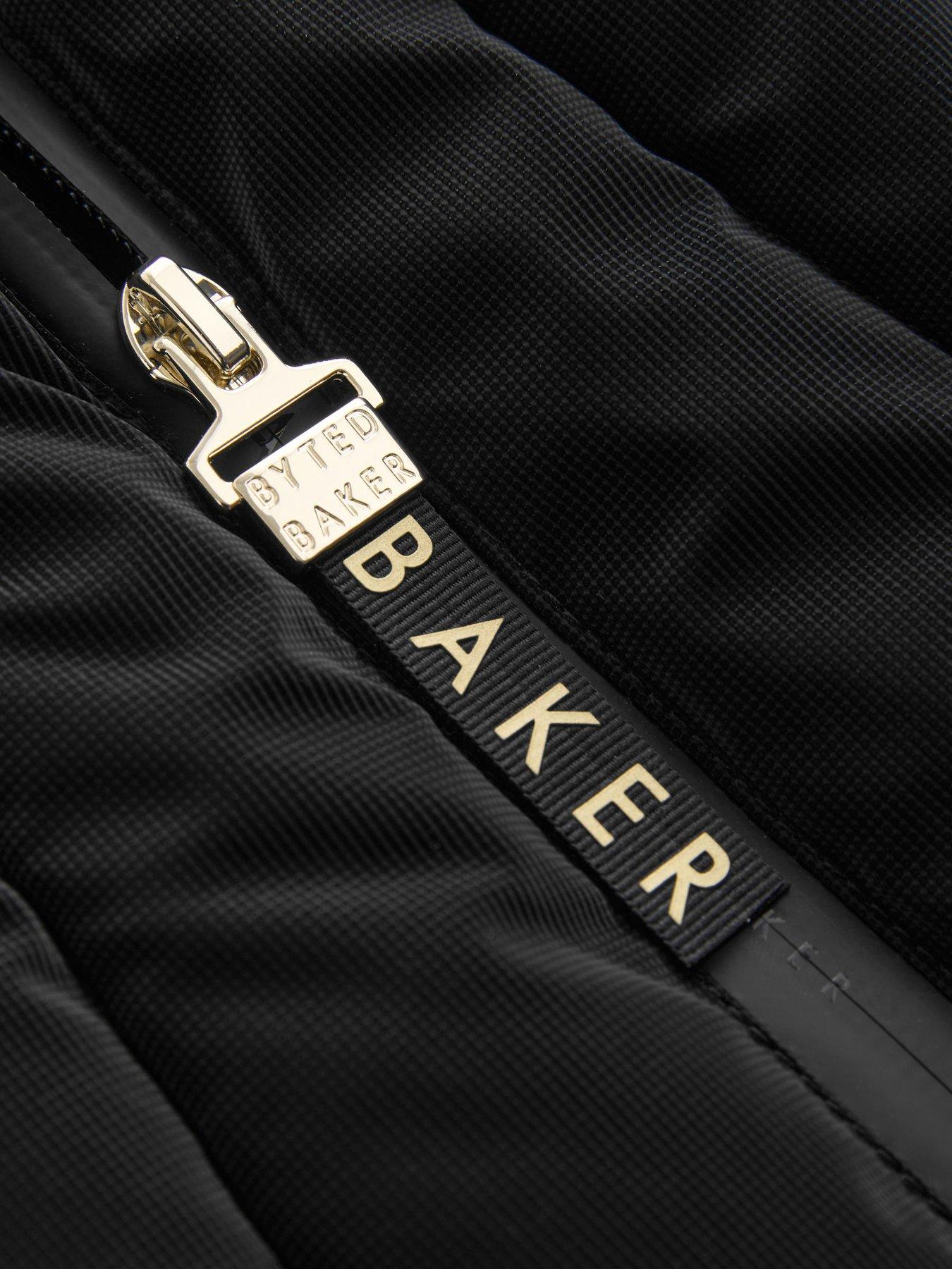 Image 7 of 7 of Ted Baker Girls Shower Resistant Short Seamed Panel Coat - Black
