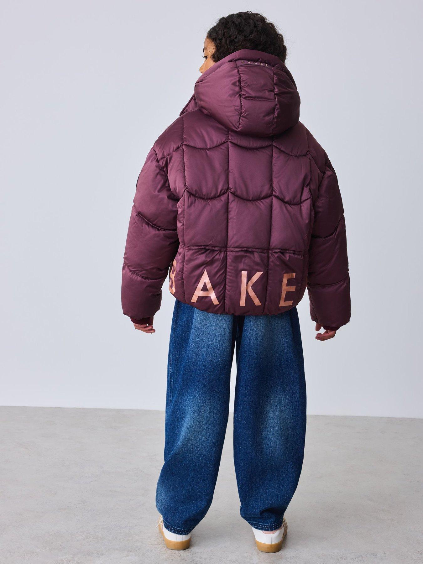 Image 2 of 7 of Ted Baker Girls Shower Resistant Padded Jacket With Bow Detail - Berry