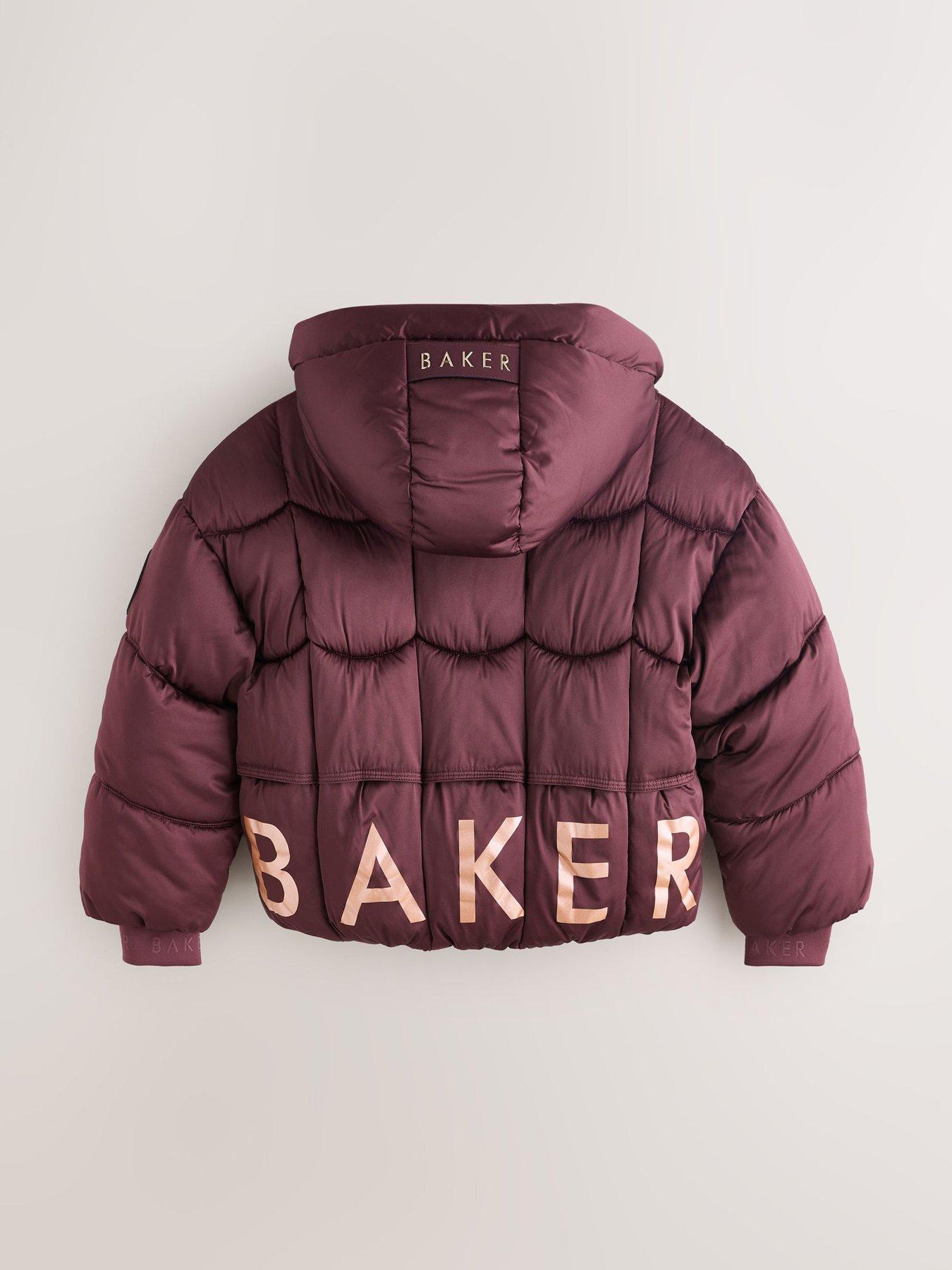 Image 7 of 7 of Ted Baker Girls Shower Resistant Padded Jacket With Bow Detail - Berry