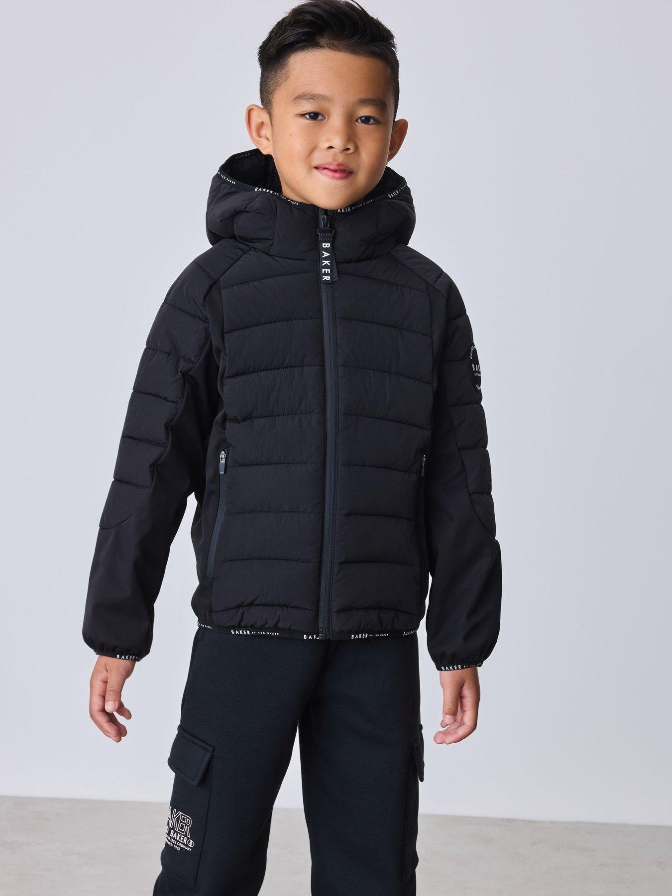 Image 1 of 6 of Ted Baker Boys' Quilted Hooded Padded Jacket - Black