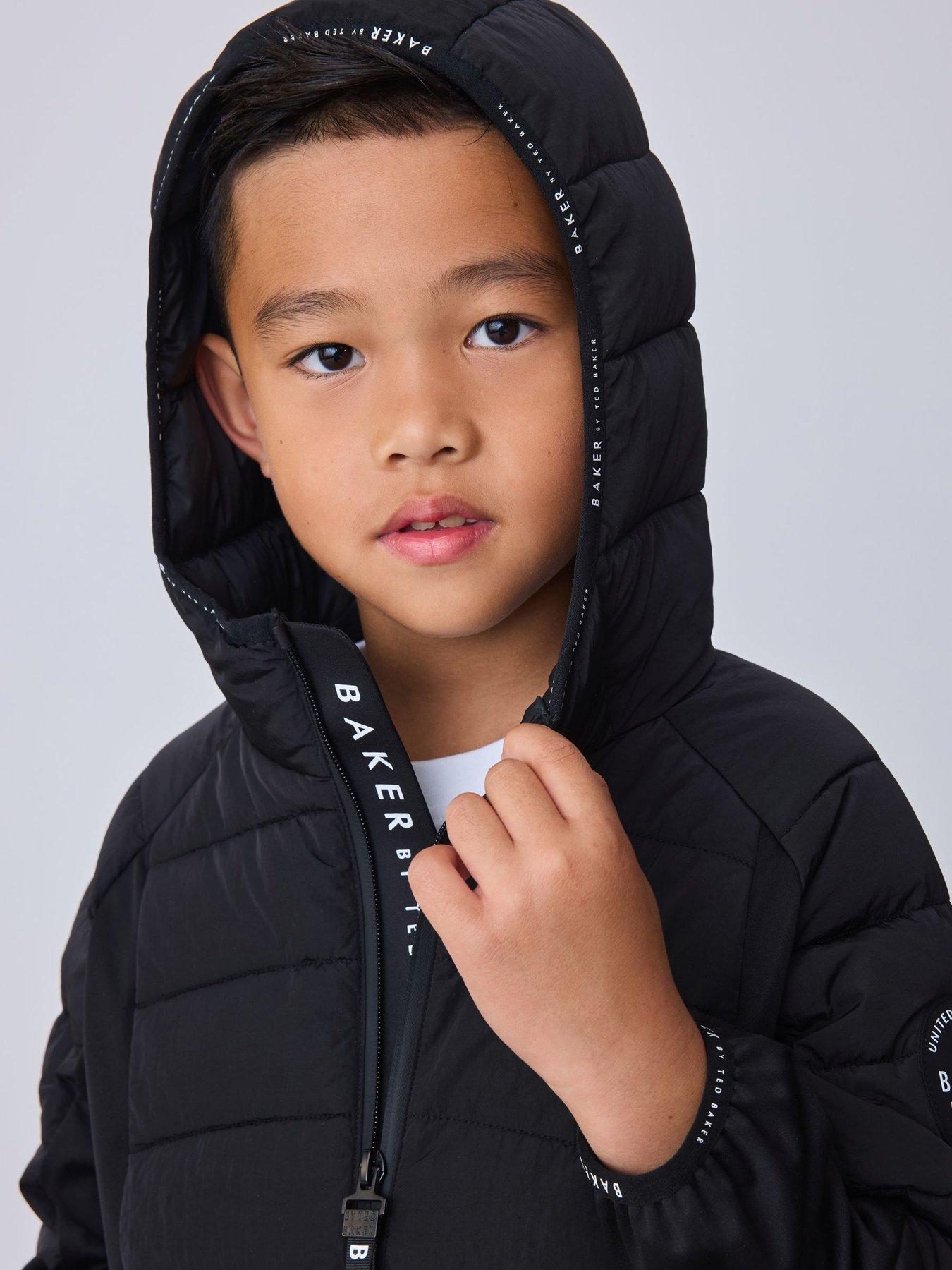 Image 3 of 6 of Ted Baker Boys' Quilted Hooded Padded Jacket - Black