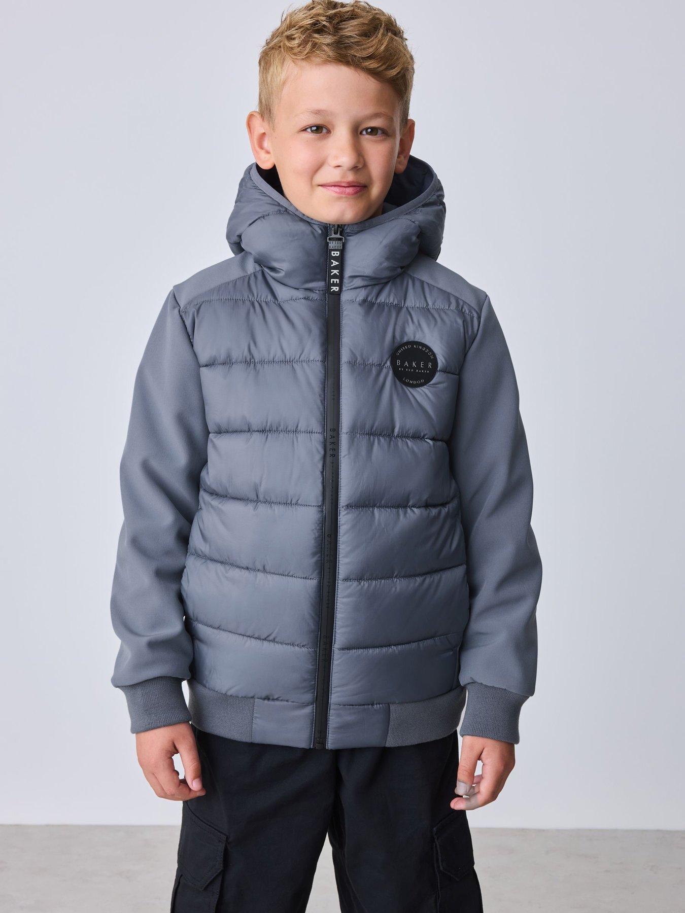 Ted Baker Boys Neoprene Sleeve Coat - Grey