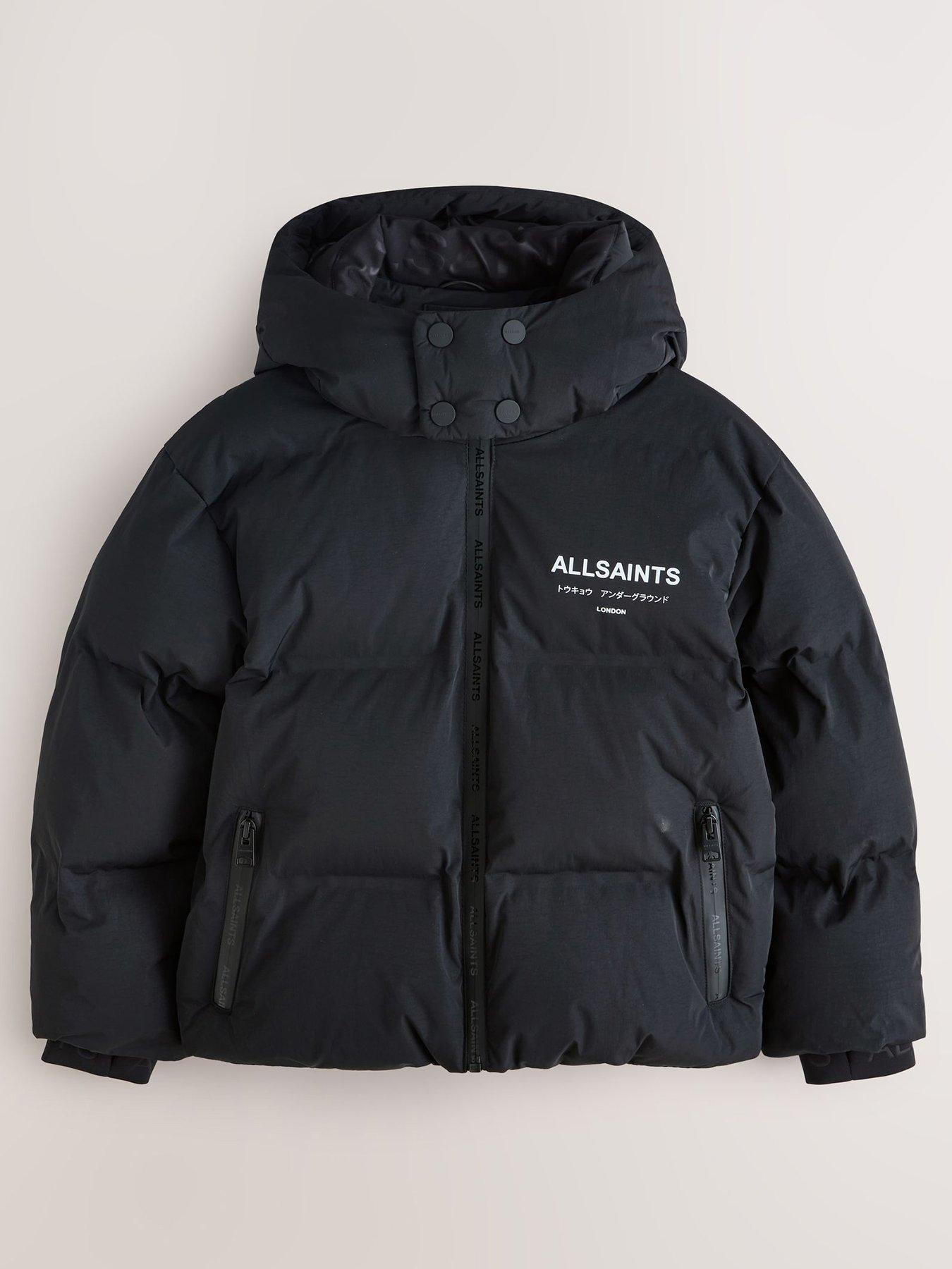 Image 2 of 7 of smALLSAINTS Boys' Hooded Puffer Jacket with Zip Pockets and Logo Detail - Black