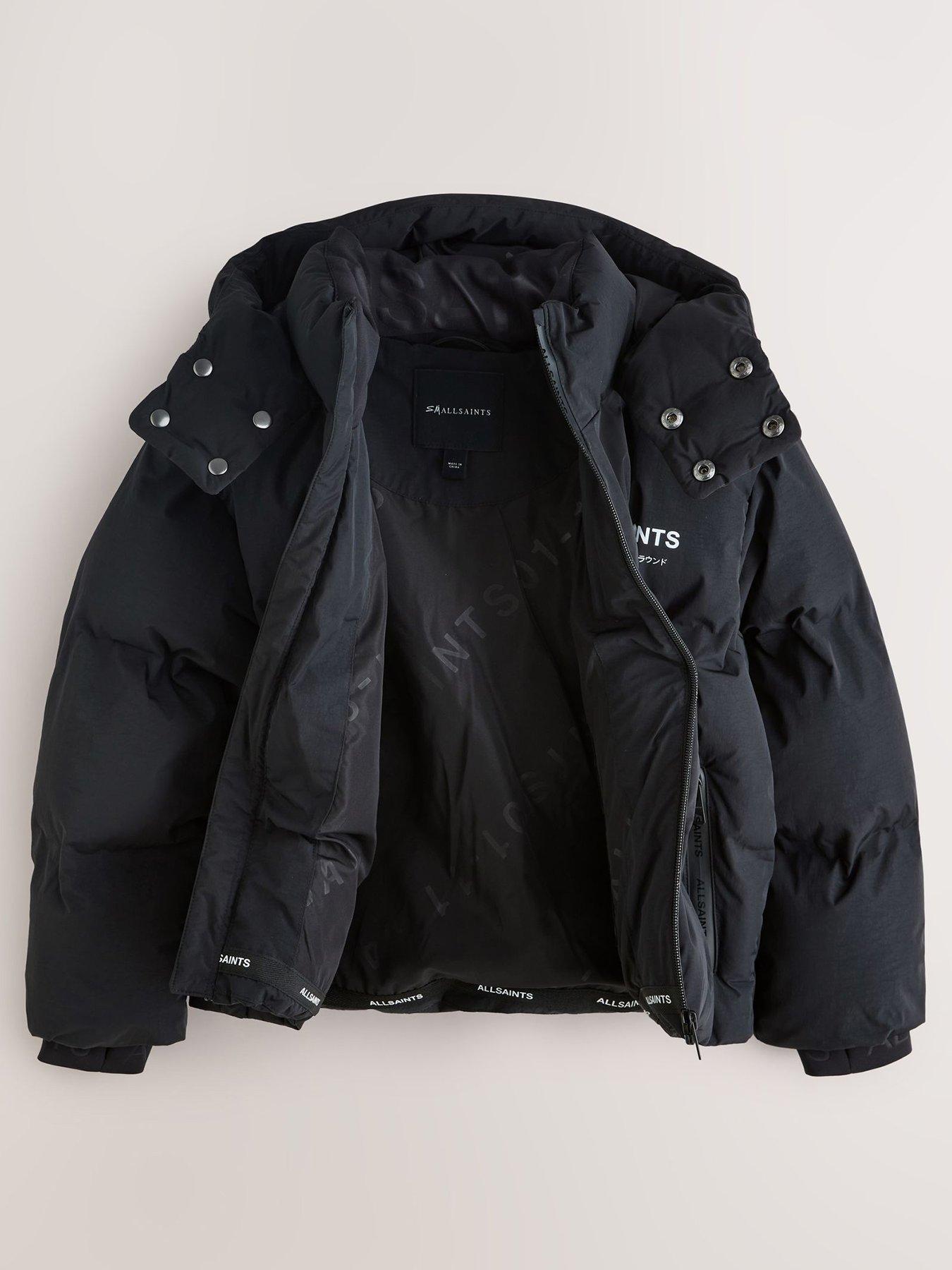 Image 3 of 7 of smALLSAINTS Boys' Hooded Puffer Jacket with Zip Pockets and Logo Detail - Black