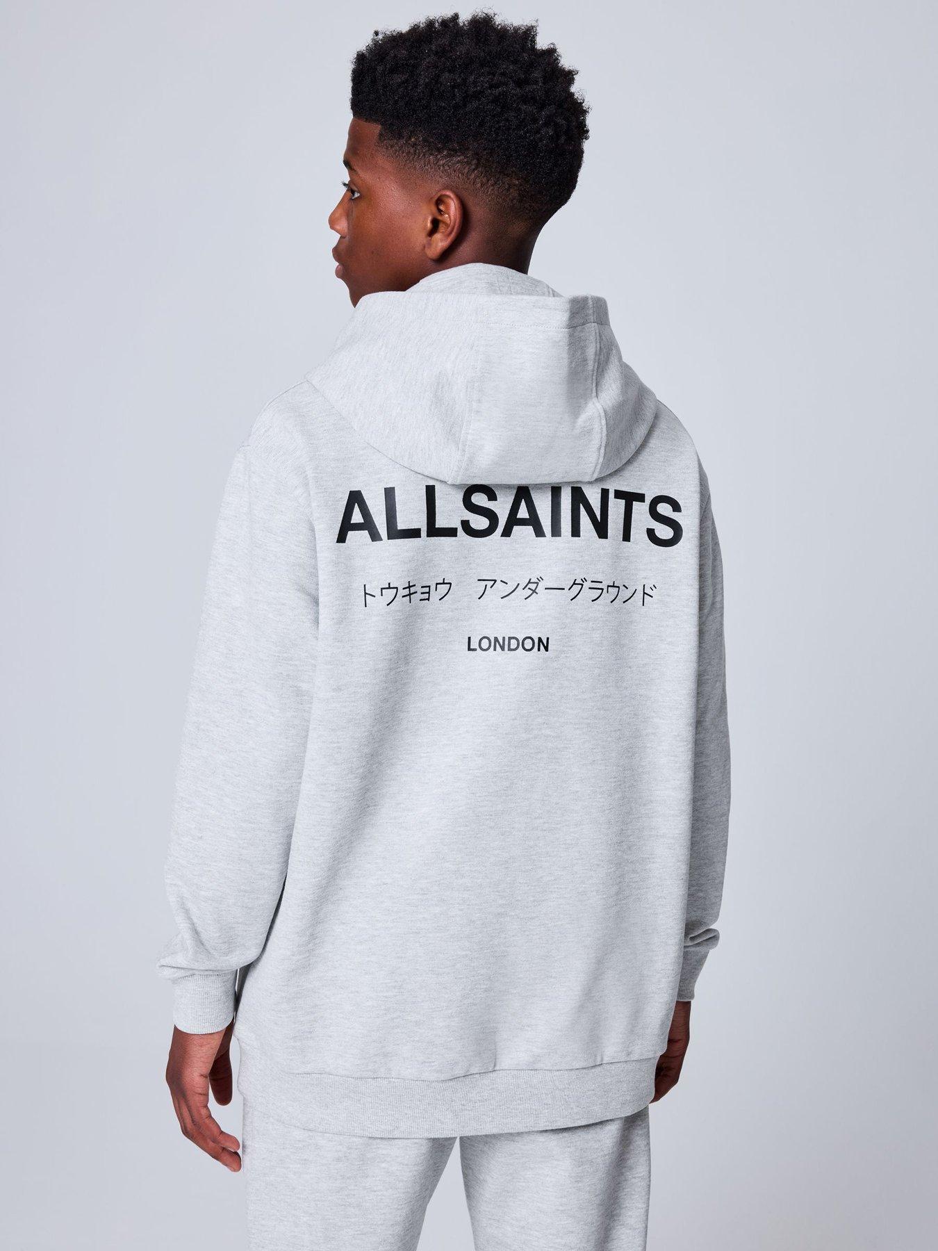 Image 7 of 7 of smALLSAINTS Hooded Sweatshirt with Logo Back Print Detail - Grey
