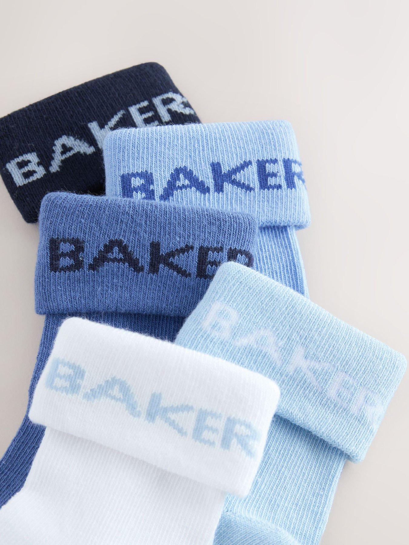 Image 2 of 5 of Ted Baker Baby Boys 5 Pack Roll Top Socks - Blue