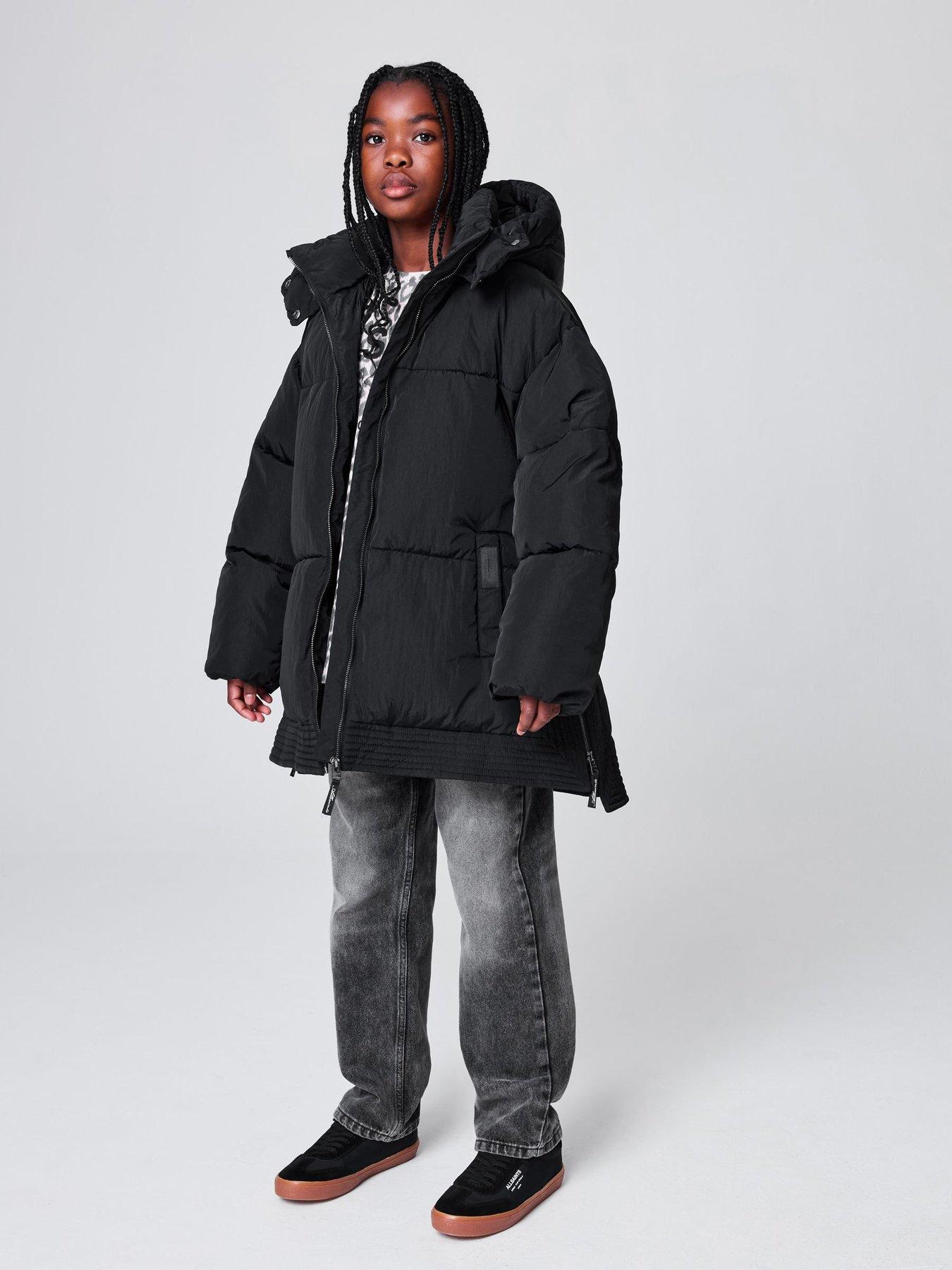 Image 5 of 7 of smALLSAINTS Girls Girls' Longline Hooded Puffer Coat with Zip Fastening - Black
