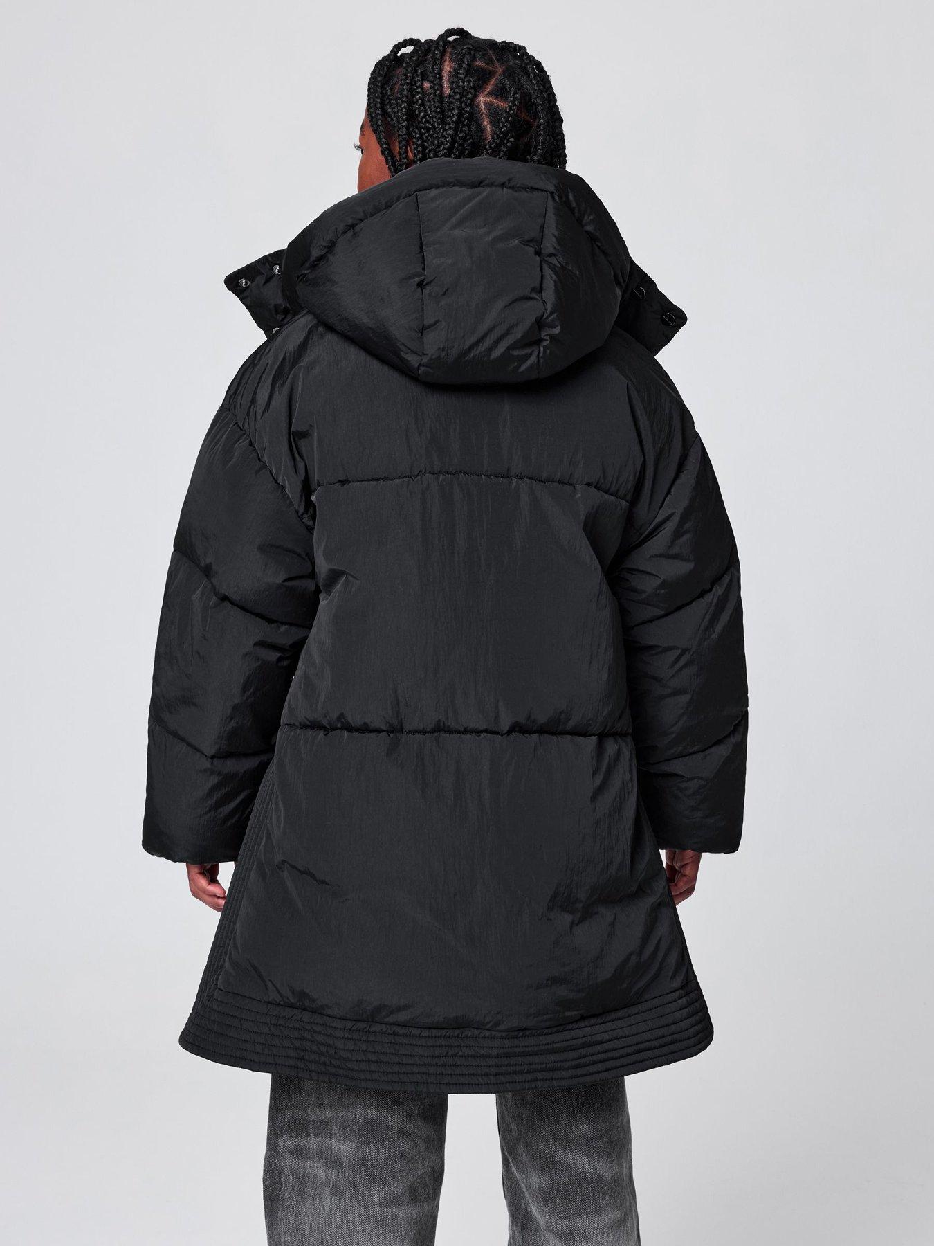 Image 6 of 7 of smALLSAINTS Girls Girls' Longline Hooded Puffer Coat with Zip Fastening - Black