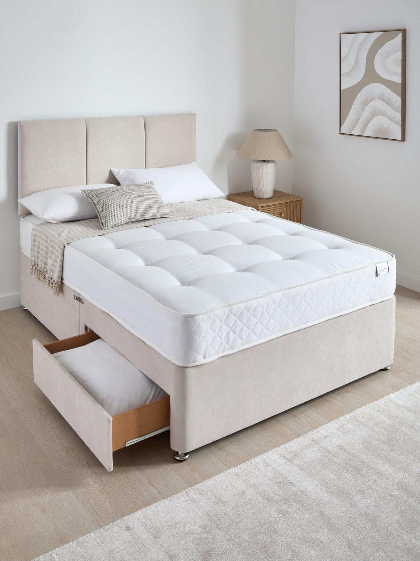 The Very Collection Sheridan Divan Base with 2 Drawers + Headboard +  Tufted Quilted 12.5g Spring Mattress