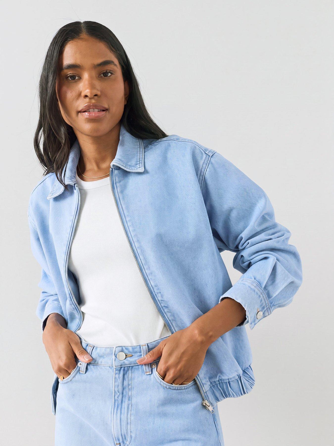 The Very Collection Co-Ord Drawcord Zip Through Denim Jacket - Light Wash
