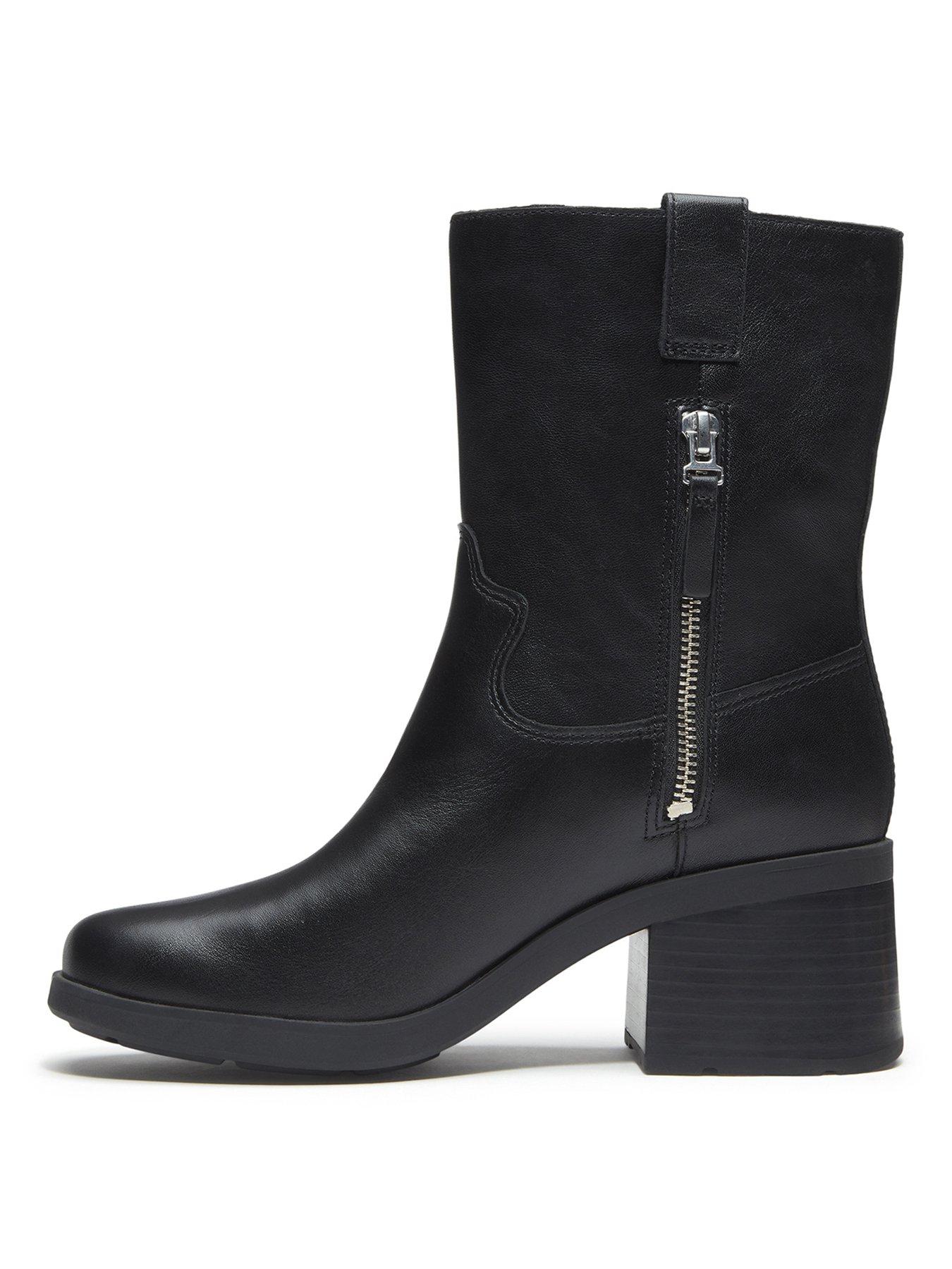 Image 6 of 7 of Timberland Bellevaux Mid Zip Up Boot Black Full Grain