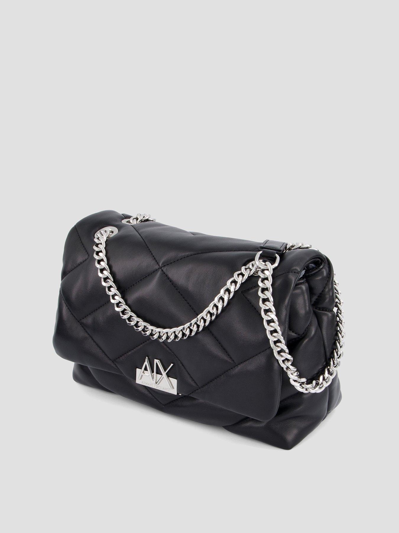 Image 2 of 4 of Armani Exchange Quilted Faux Leather Crossbody Bag - Black