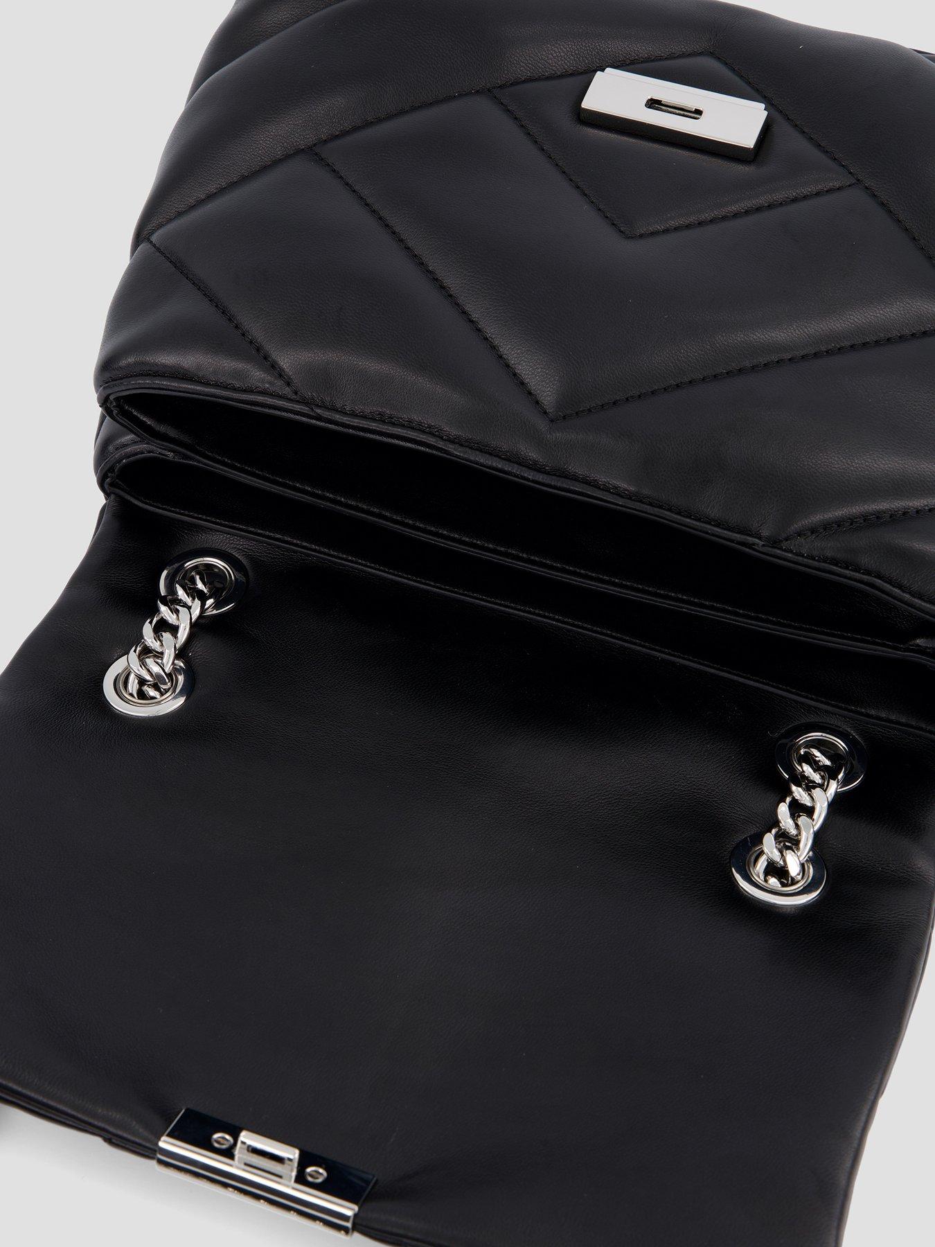 Image 4 of 4 of Armani Exchange Quilted Faux Leather Crossbody Bag - Black