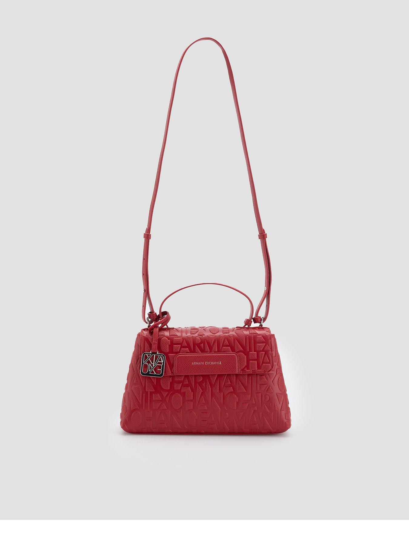 Image 1 of 6 of Armani Exchange Womens Embossed Logo Shopping Bag - Red