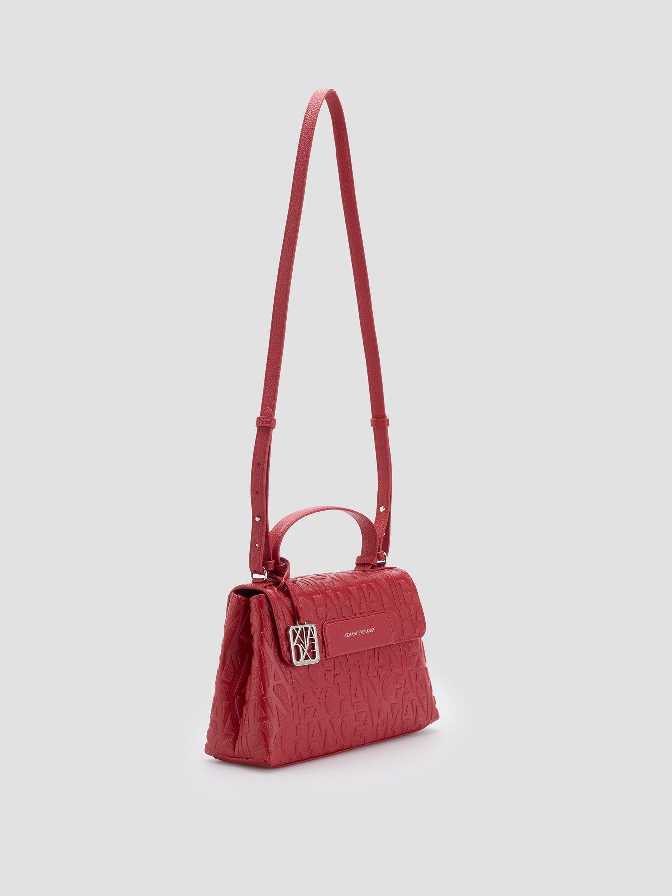 Image 2 of 6 of Armani Exchange Womens Embossed Logo Shopping Bag - Red