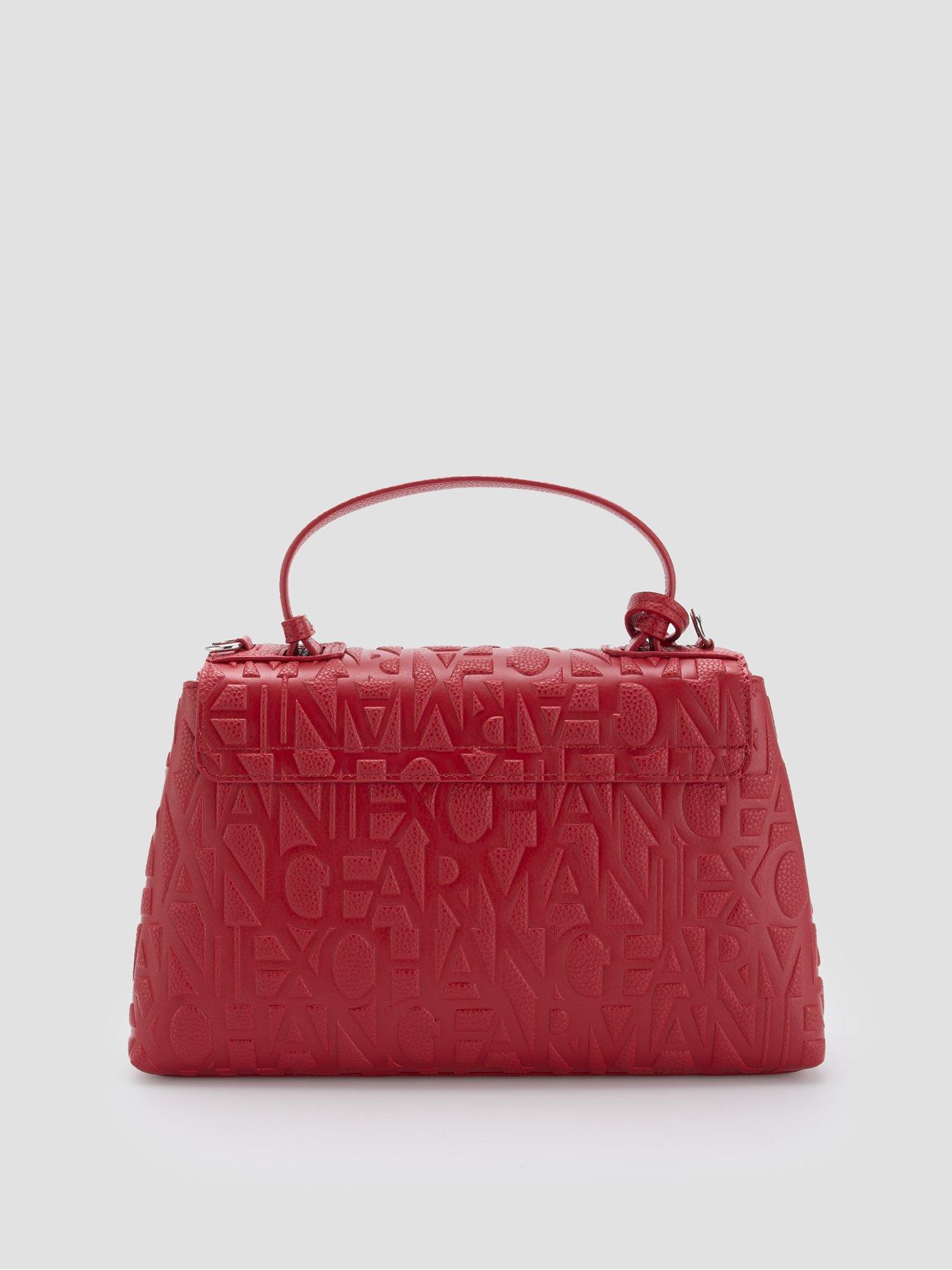 Image 4 of 6 of Armani Exchange Womens Embossed Logo Shopping Bag - Red