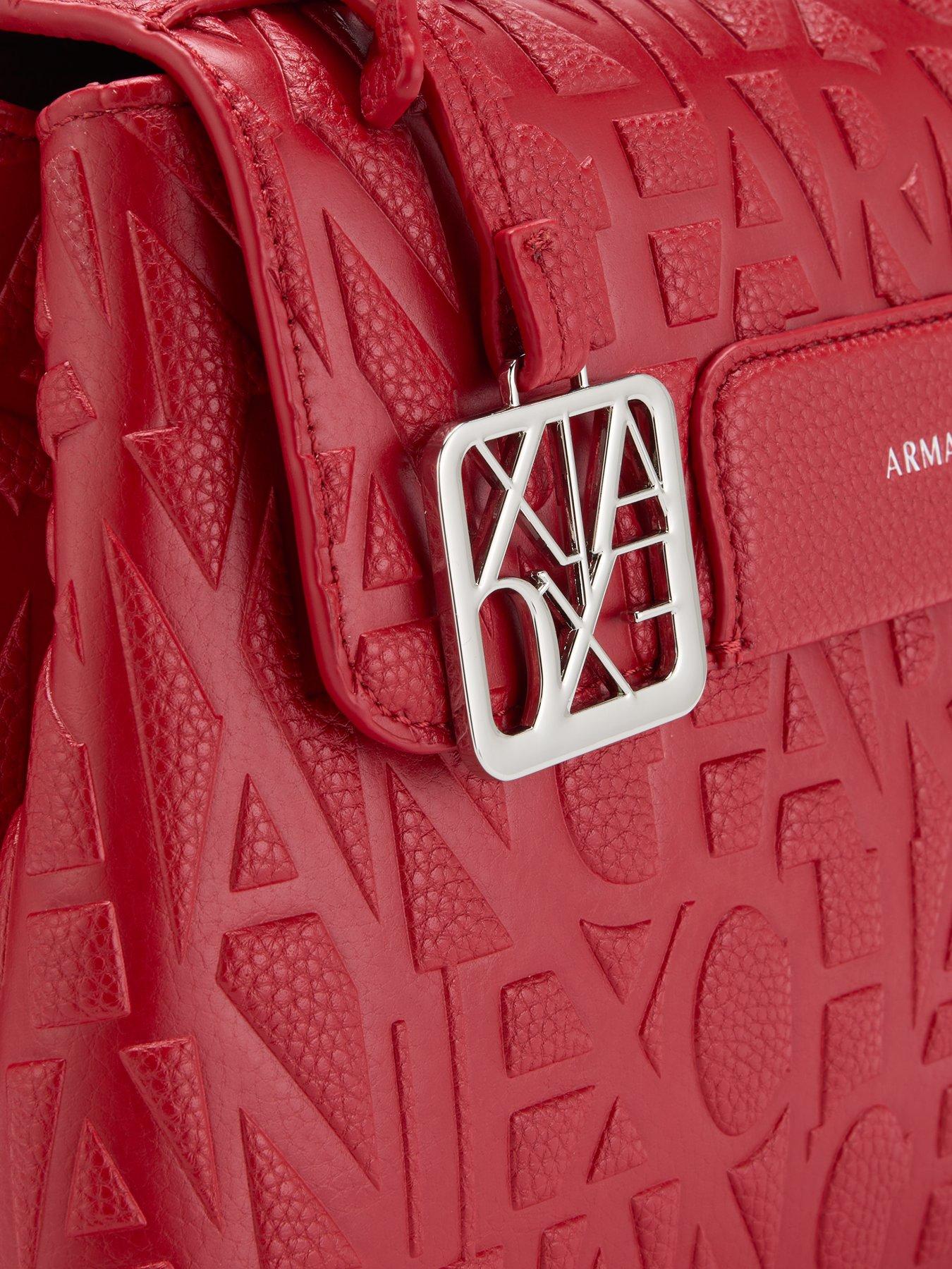 Image 5 of 6 of Armani Exchange Womens Embossed Logo Shopping Bag - Red