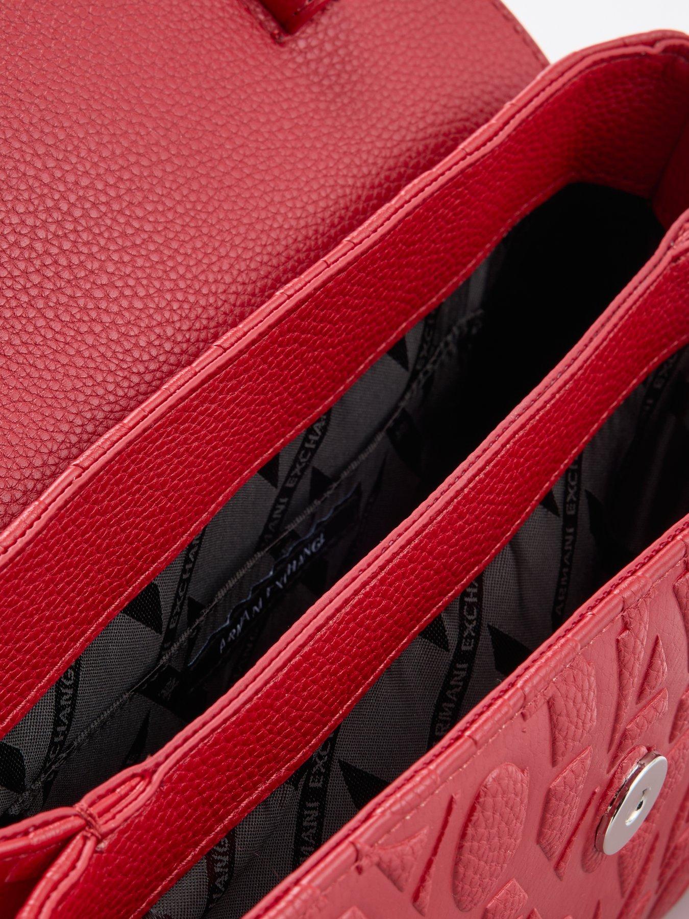 Image 6 of 6 of Armani Exchange Womens Embossed Logo Shopping Bag - Red