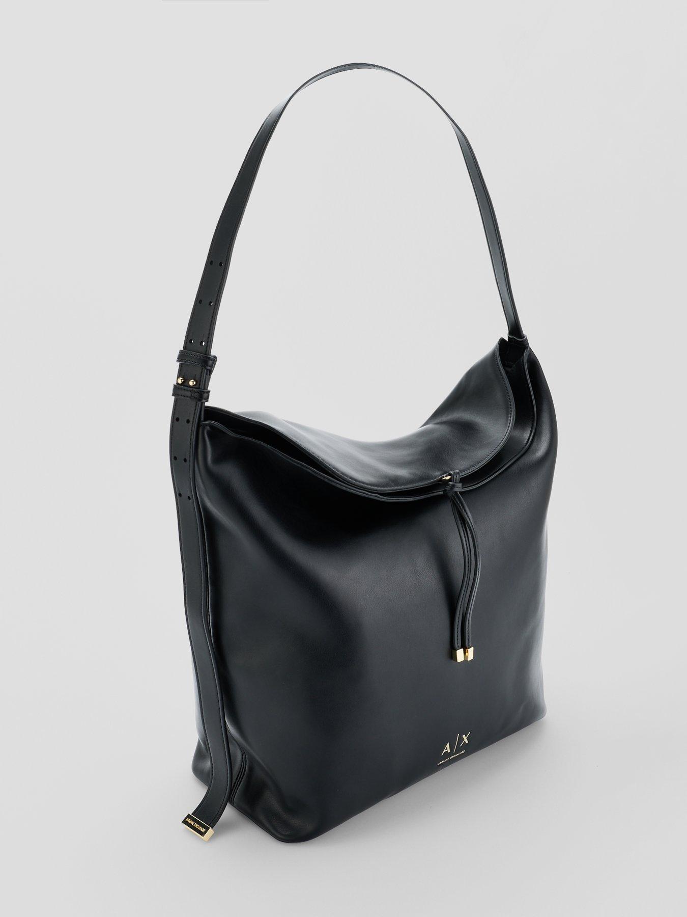 Image 2 of 6 of Armani Exchange Womens Alice Adjustable Strap Hobo Bag - Black