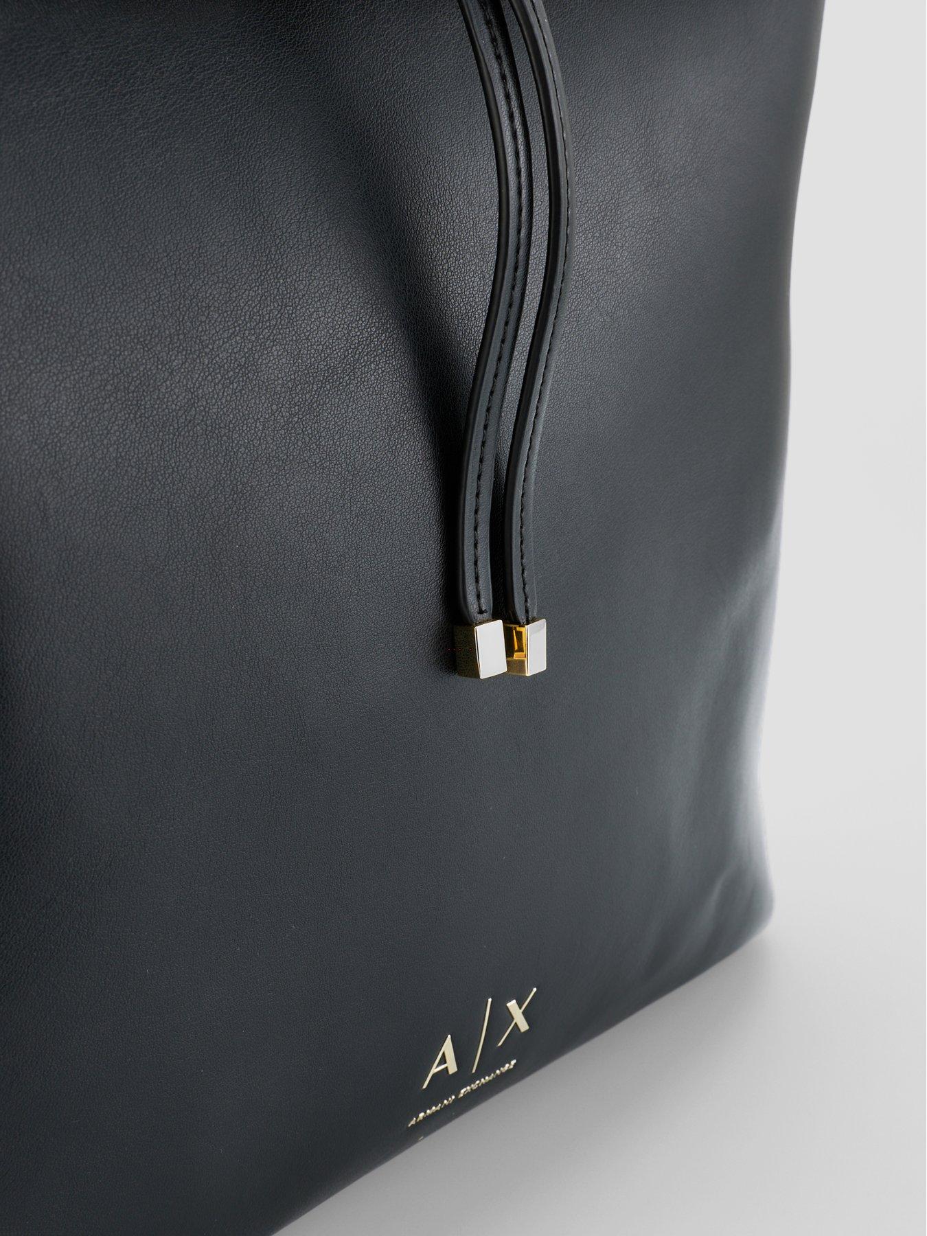 Image 3 of 6 of Armani Exchange Womens Alice Adjustable Strap Hobo Bag - Black