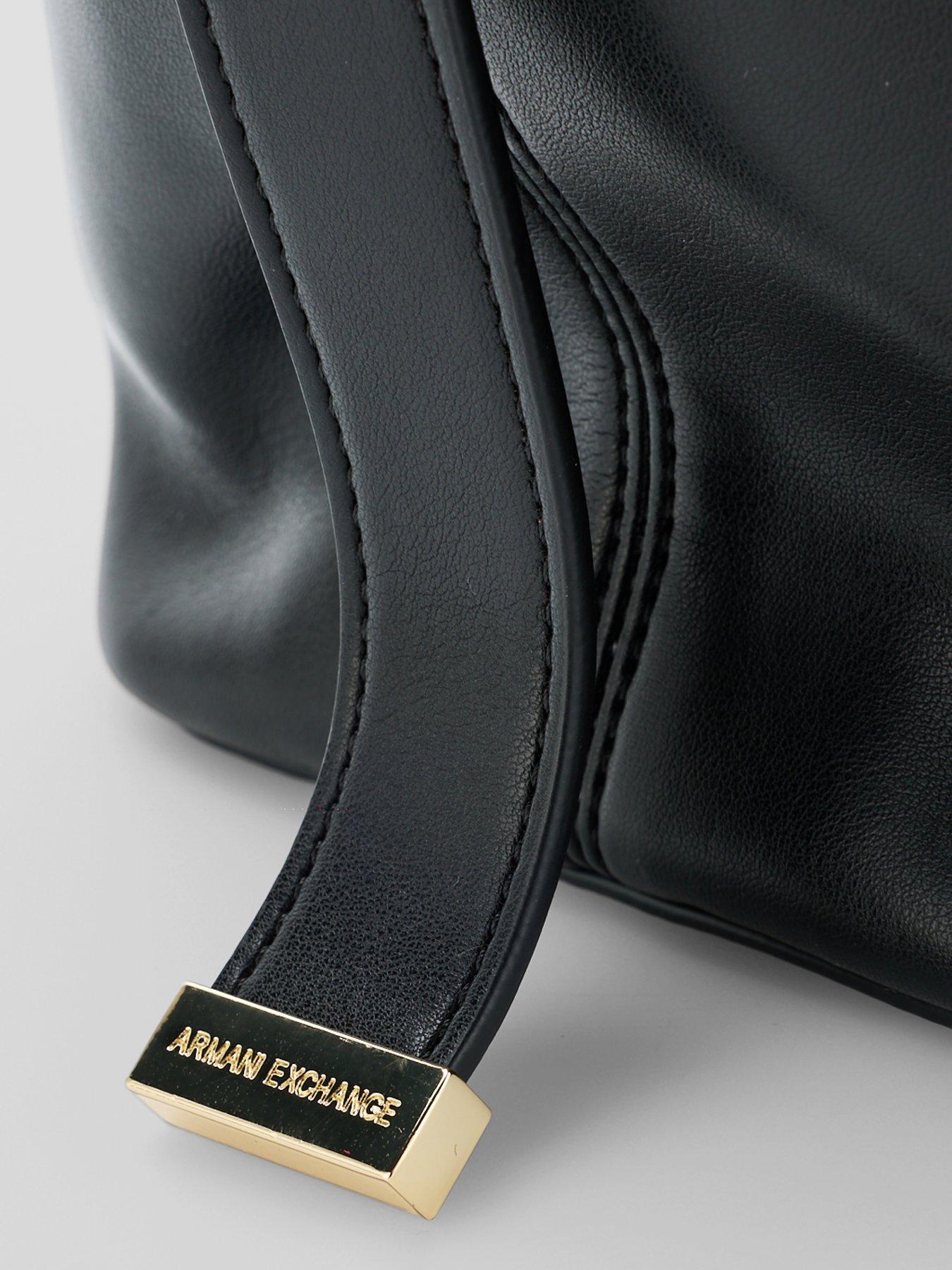 Image 4 of 6 of Armani Exchange Womens Alice Adjustable Strap Hobo Bag - Black