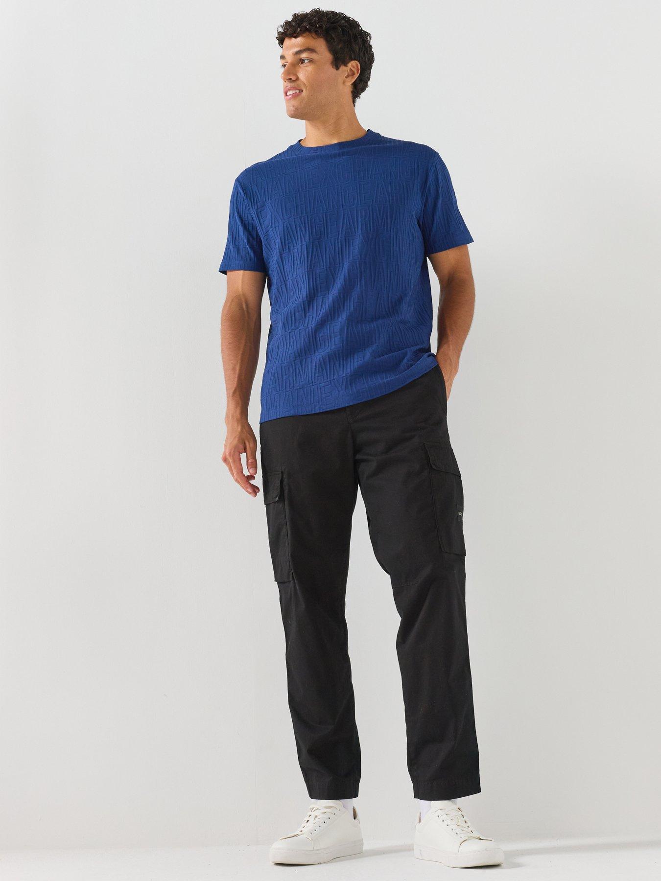 Armani Exchange All Over Tonal Logo T-Shirt, Bright Blue, Size 2Xl, Men