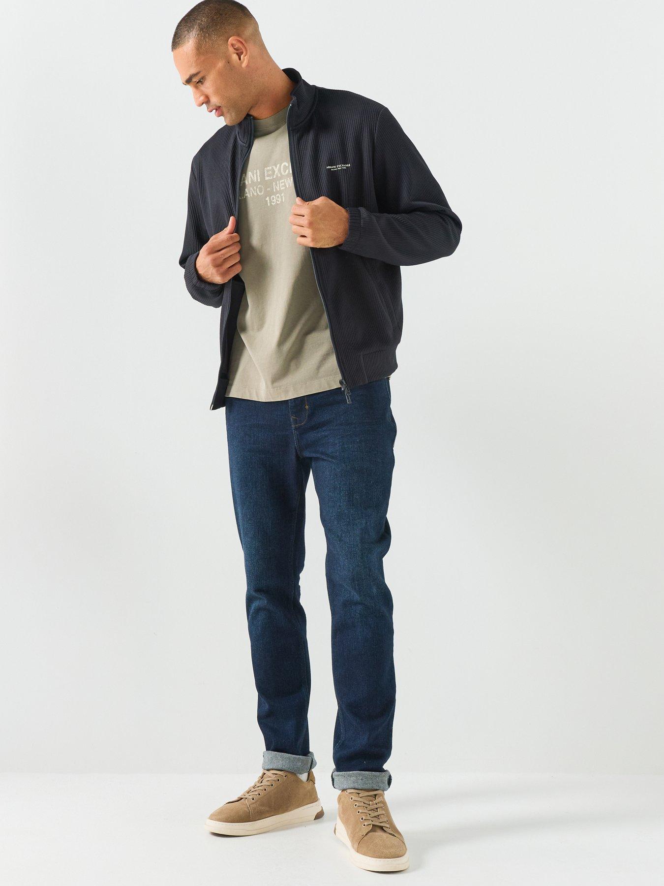 Image 3 of 6 of Armani Exchange Pliss&eacute; Full Zip Track Jacket - Navy
