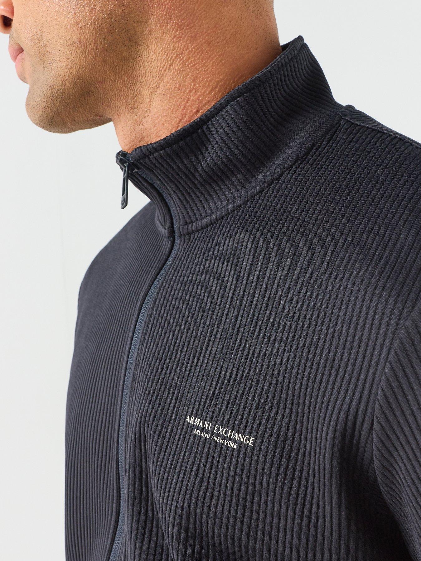 Image 4 of 6 of Armani Exchange Pliss&eacute; Full Zip Track Jacket - Navy