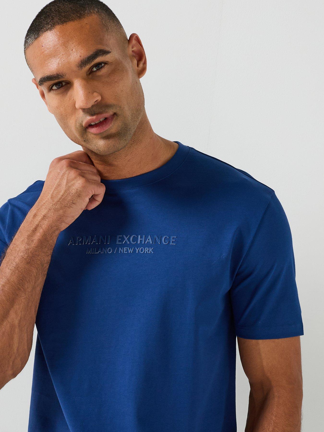 Image 4 of 6 of Armani Exchange 3D Ny Milan Logo T-Shirt - Bright Blue