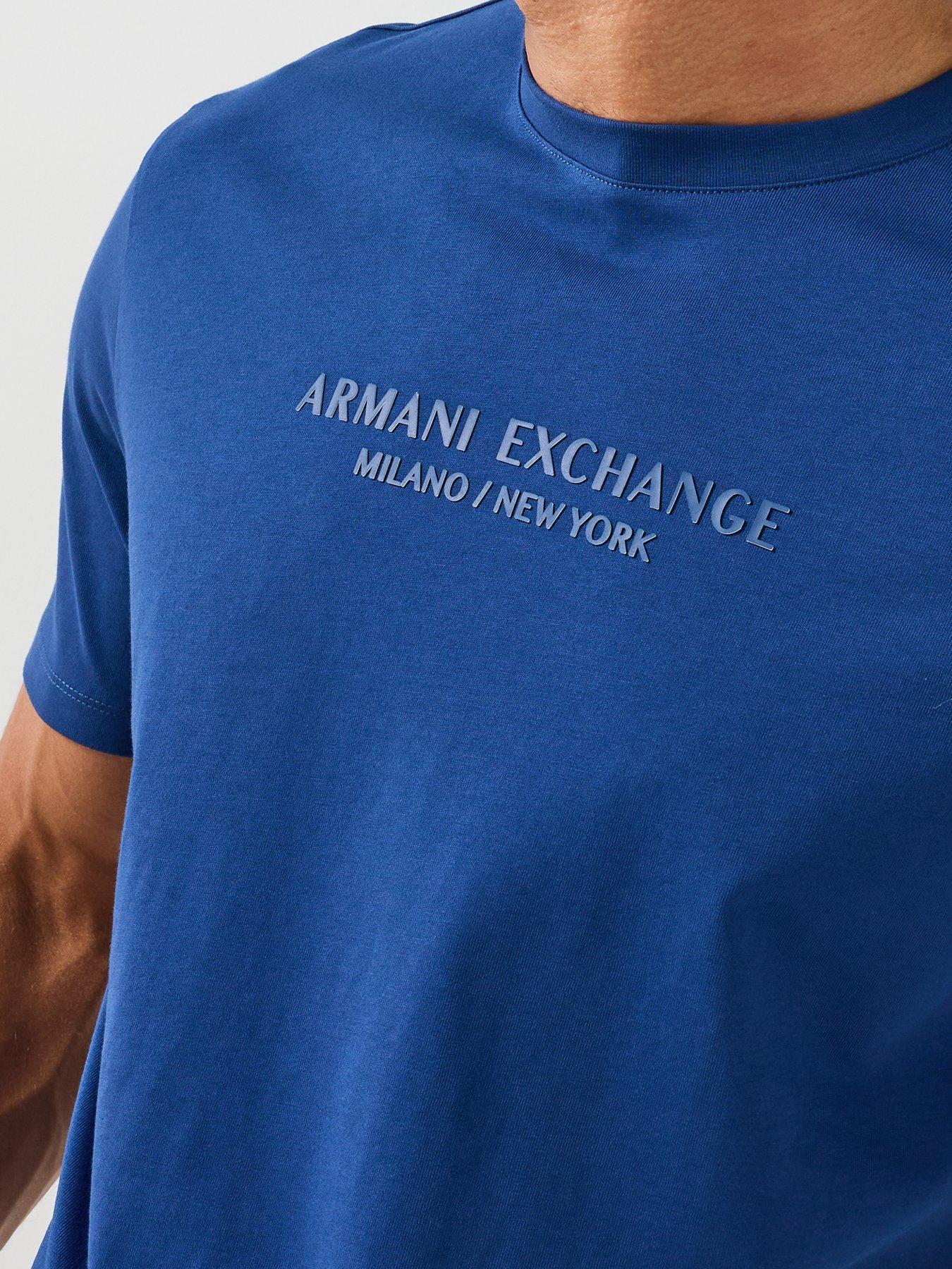 Image 5 of 6 of Armani Exchange 3D Ny Milan Logo T-Shirt - Bright Blue
