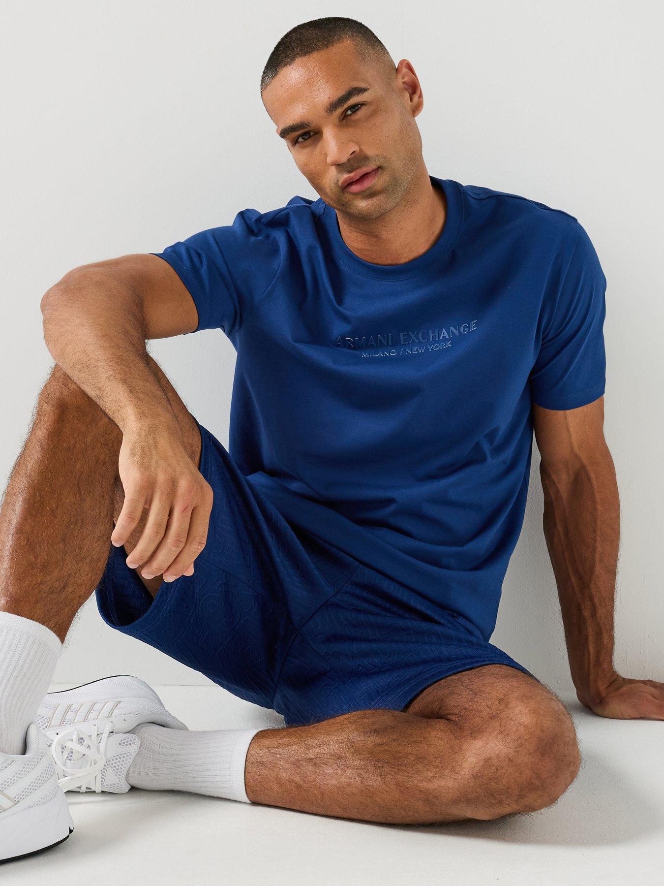 Image 6 of 6 of Armani Exchange 3D Ny Milan Logo T-Shirt - Bright Blue
