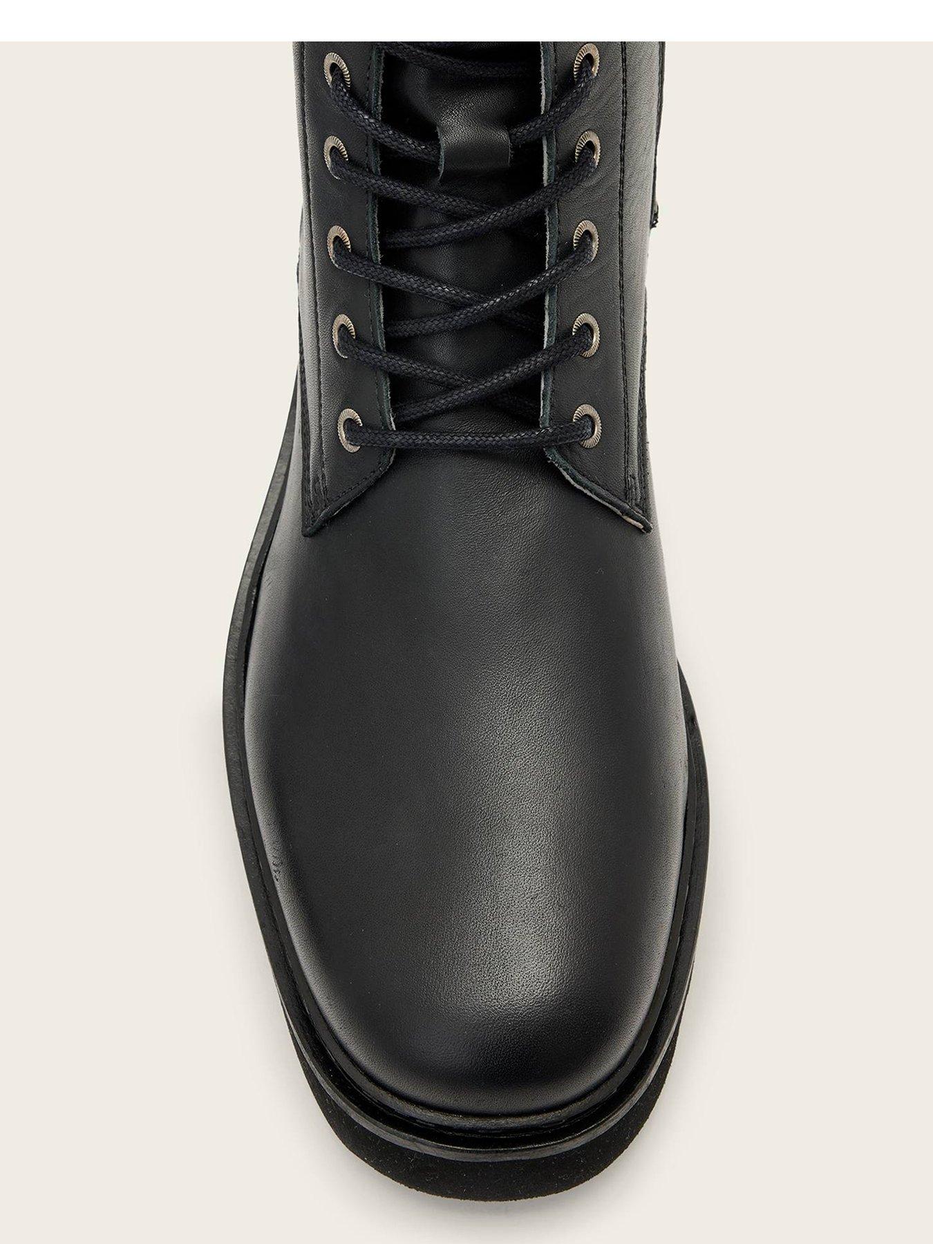 Image 4 of 6 of AllSaints Mens Skiff Military Lace Up Side Zip Leather Boots - Black