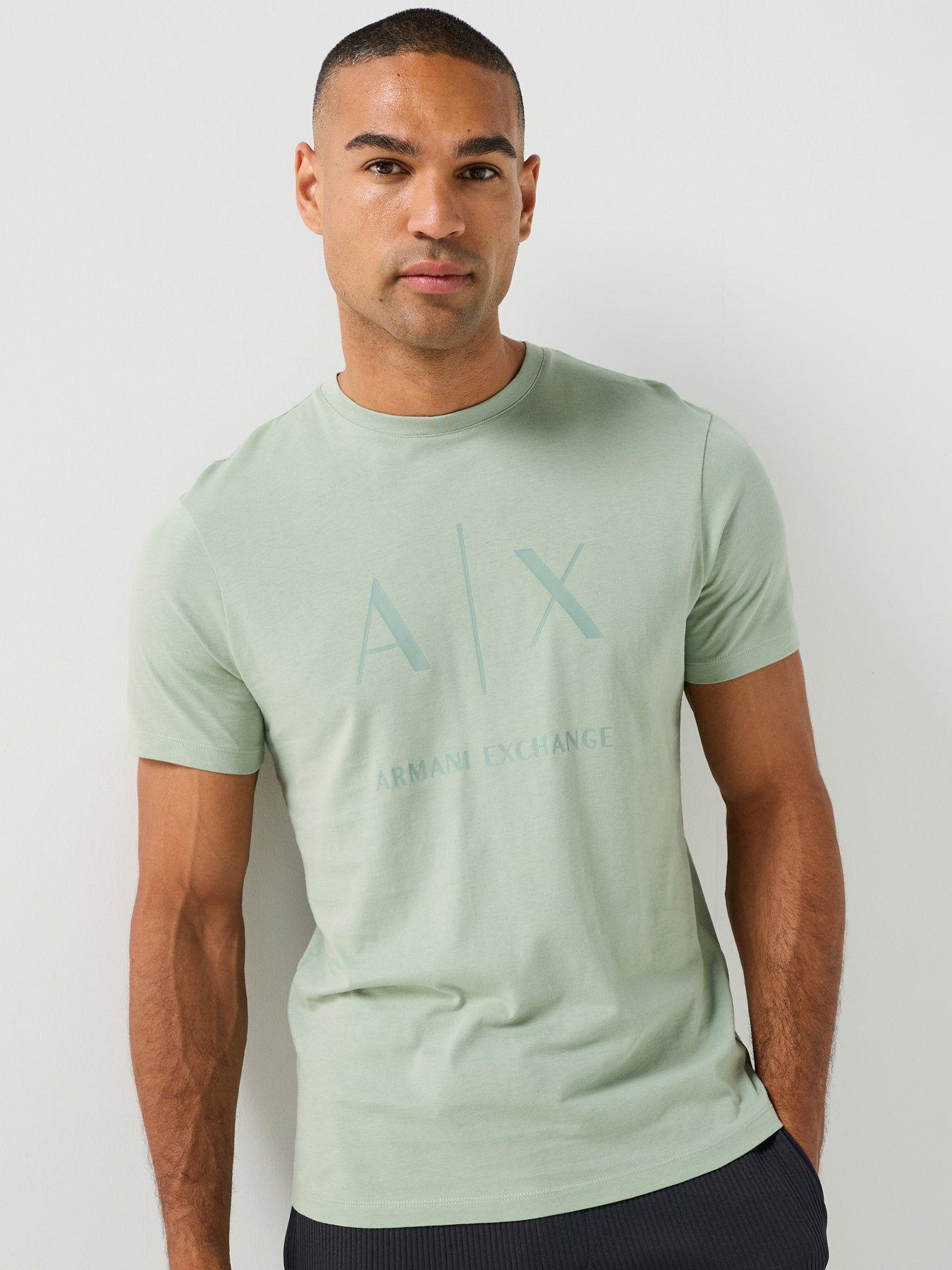Image 1 of 6 of Armani Exchange Slim Fit Ax Chest Logo T-Shirt - Green