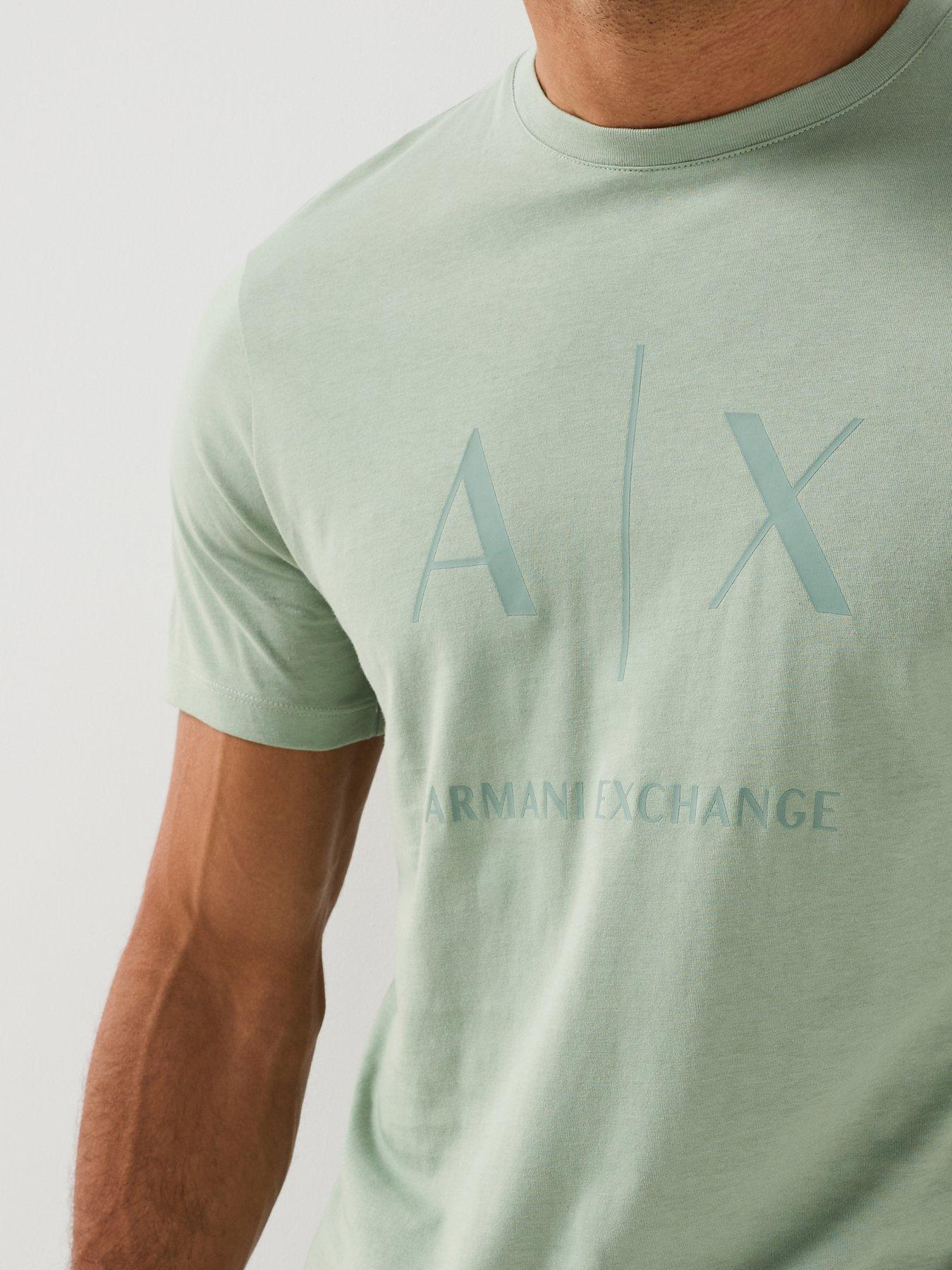 Image 4 of 6 of Armani Exchange Slim Fit Ax Chest Logo T-Shirt - Green