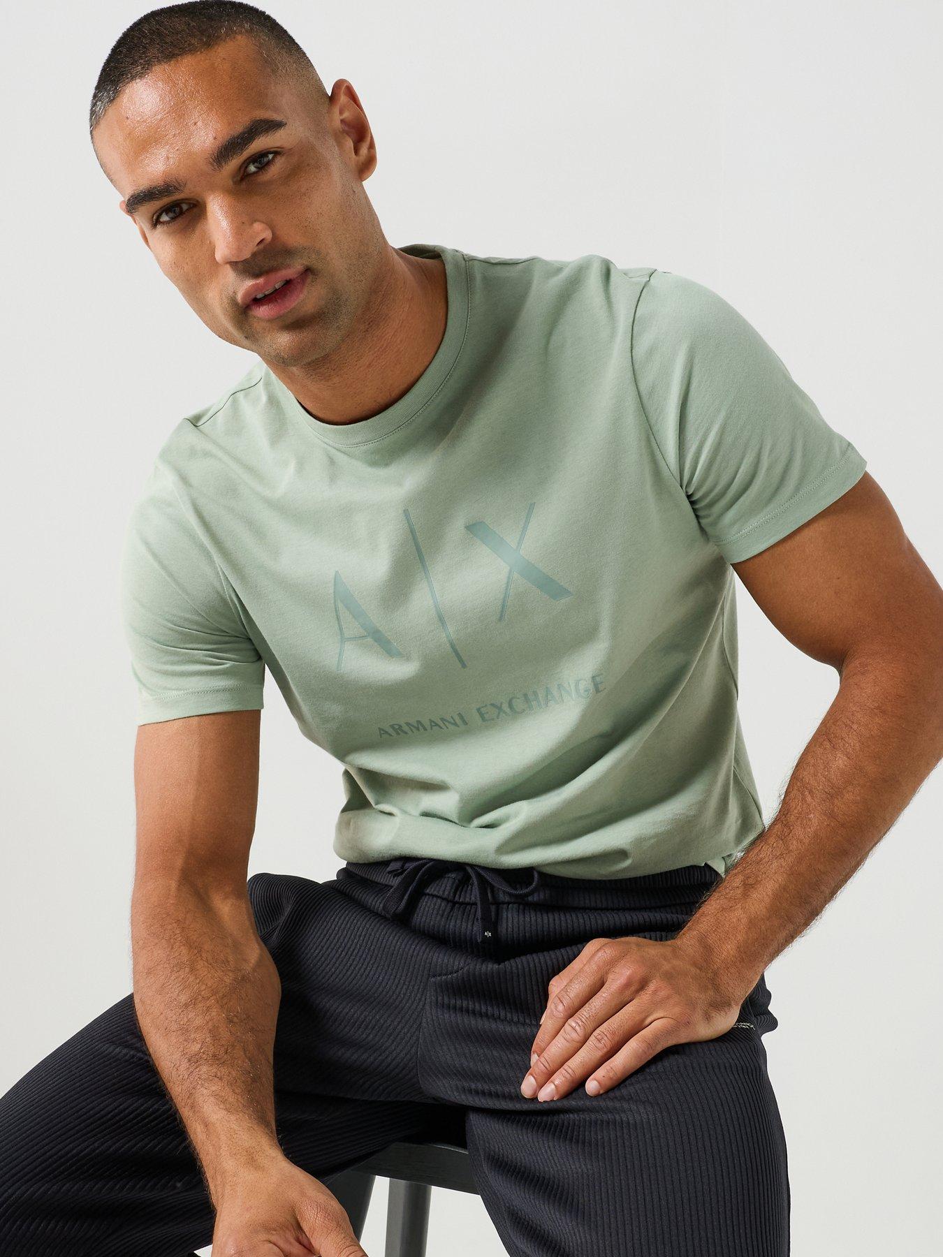 Image 6 of 6 of Armani Exchange Slim Fit Ax Chest Logo T-Shirt - Green