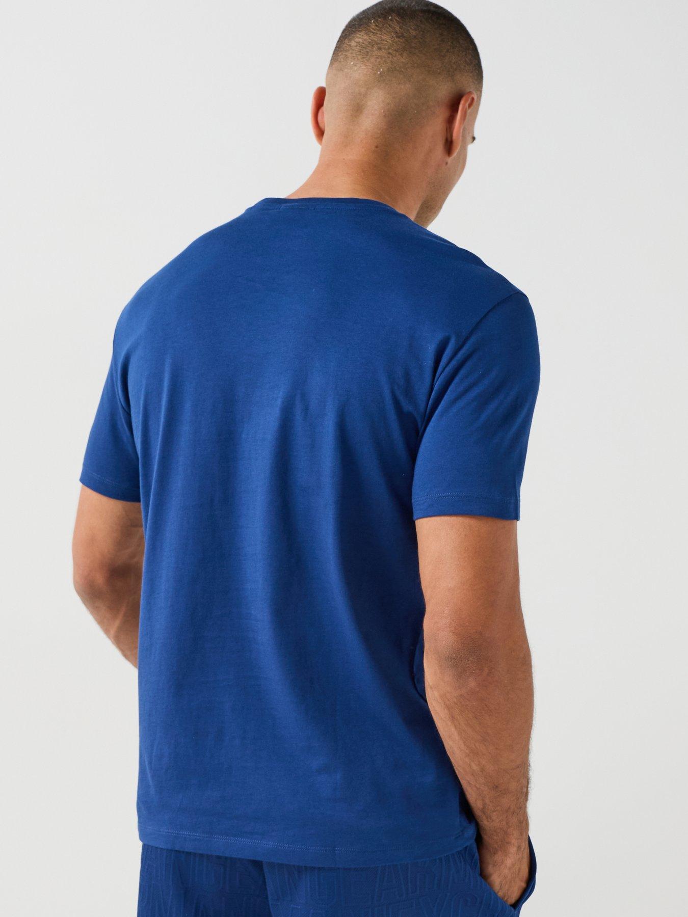 Image 2 of 6 of Armani Exchange Slim Fit Ax Chest Logo T-Shirt - Bright Blue
