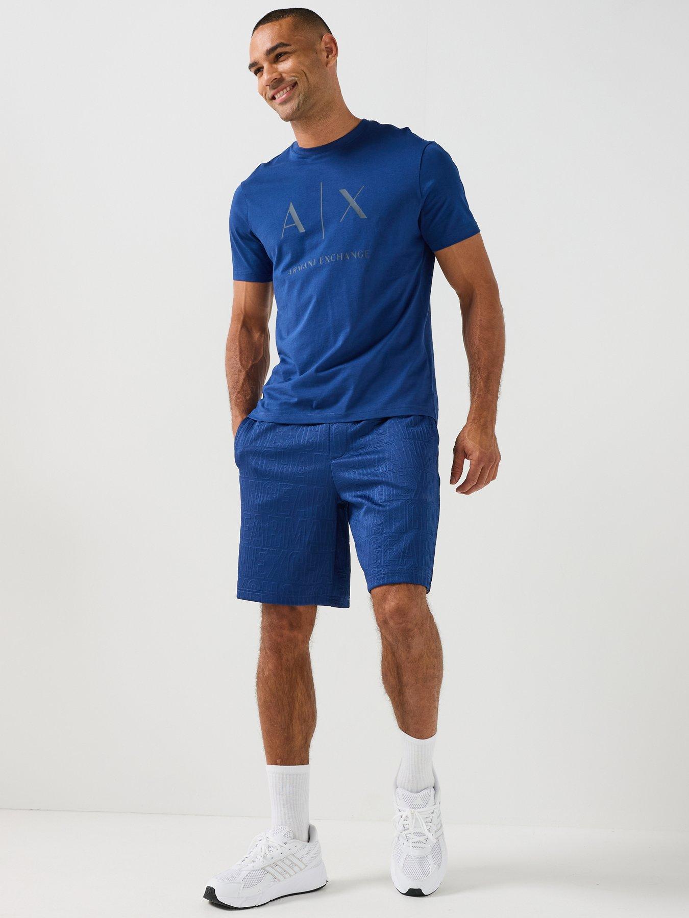 Image 3 of 6 of Armani Exchange Slim Fit Ax Chest Logo T-Shirt - Bright Blue