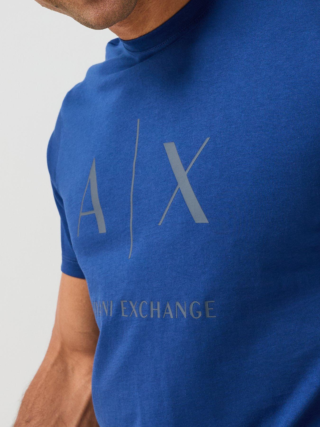 Image 5 of 6 of Armani Exchange Slim Fit Ax Chest Logo T-Shirt - Bright Blue